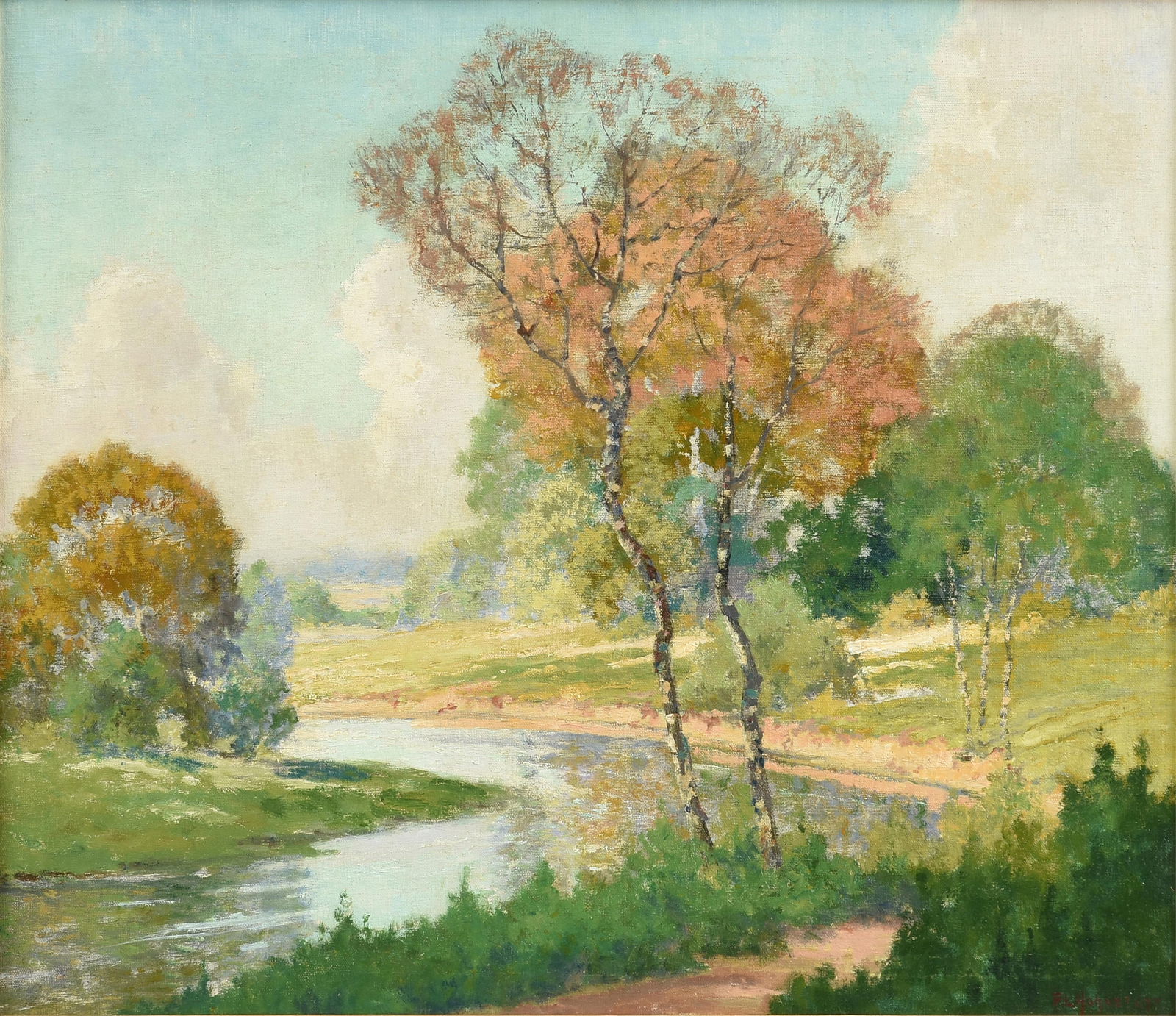 PETER LANZ HOHNSTEDT (American/Texas 1872-1957) A PAINTING, "Landscape with River," 20TH CENTURY (1 of 18)