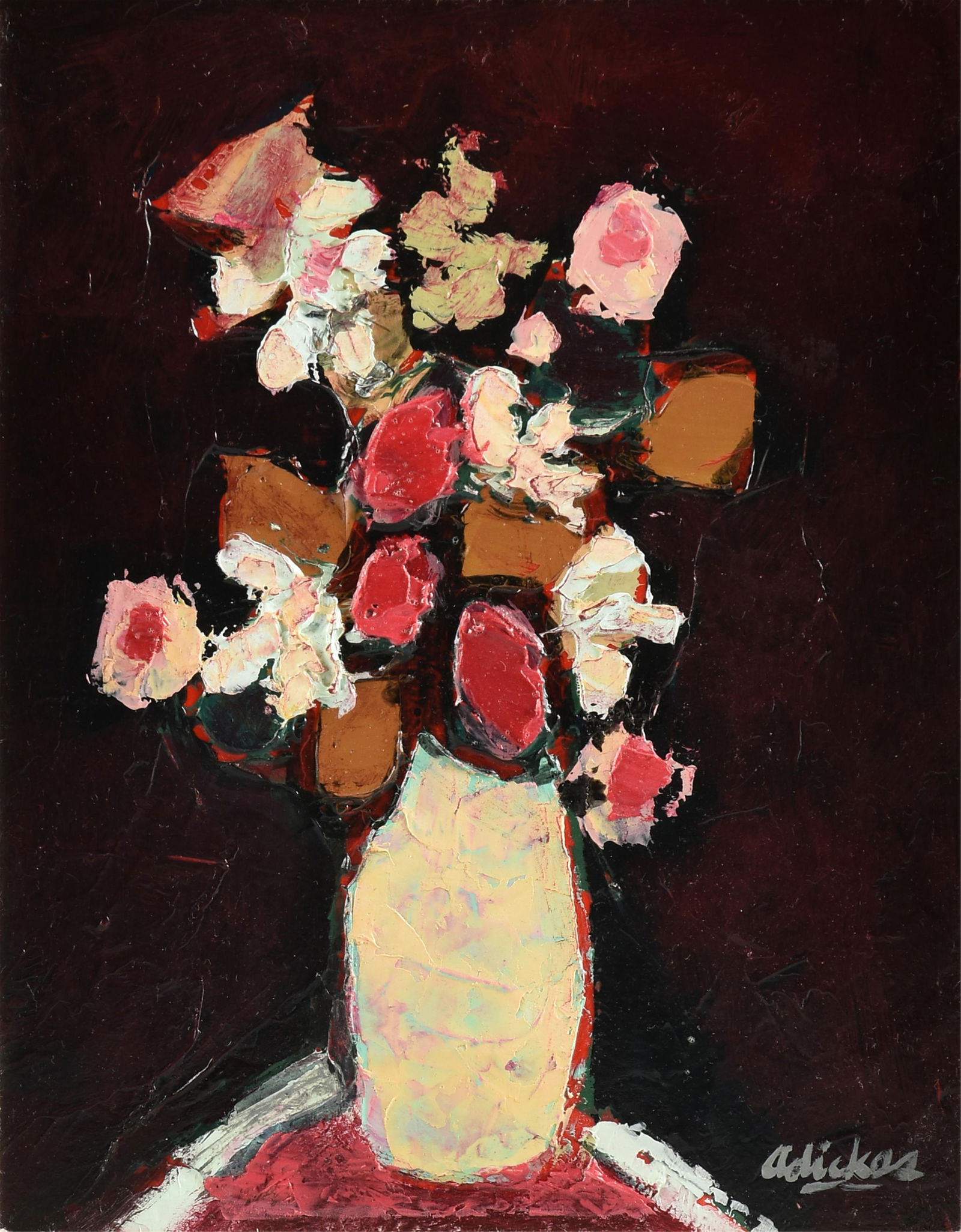 DAVID ADICKES (American/Texas b. 1929) A PAINTING, "Flowers in a Vase," 20TH CENTURY (1 of 9)