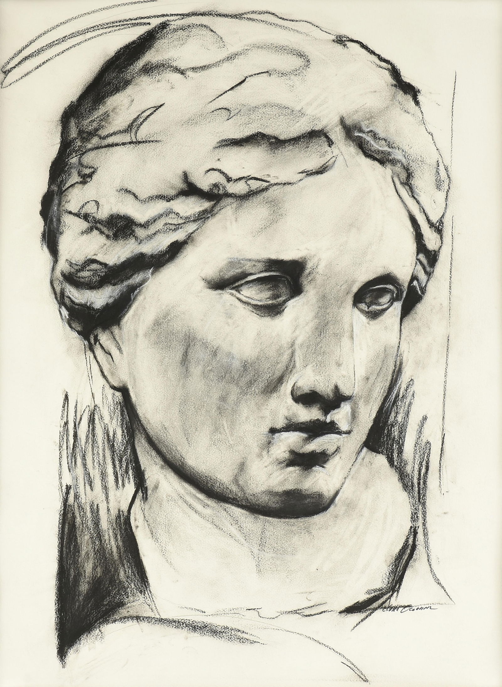 CLARE O'CONNOR, A DRAWING, "A Head from a Classical Statue," 21ST CENTURY (1 of 15)