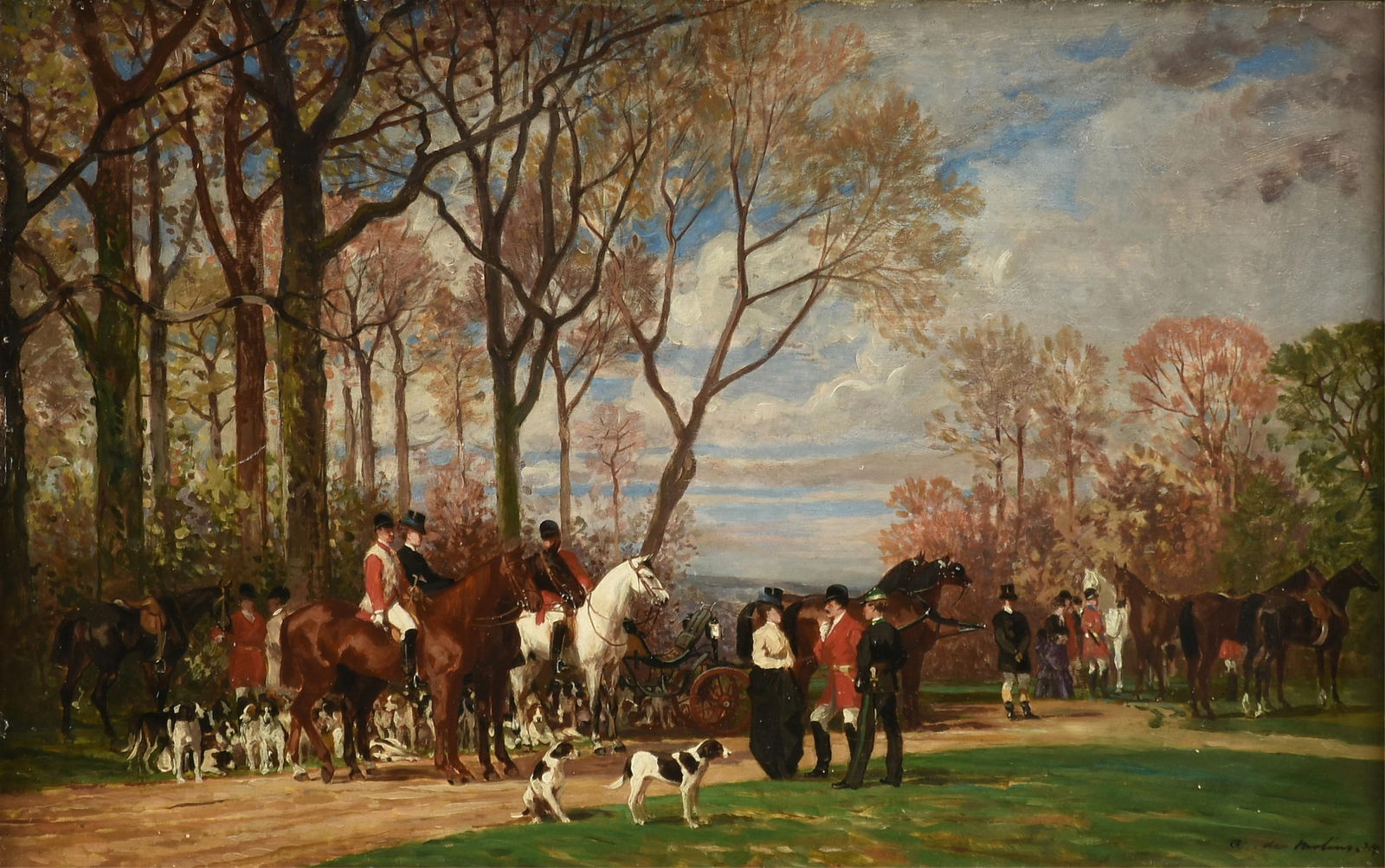 ALFRED DE MOLINE (French) A PAINTING, “Le Depart Pour La Chasse,” 1894 (1 of 15)