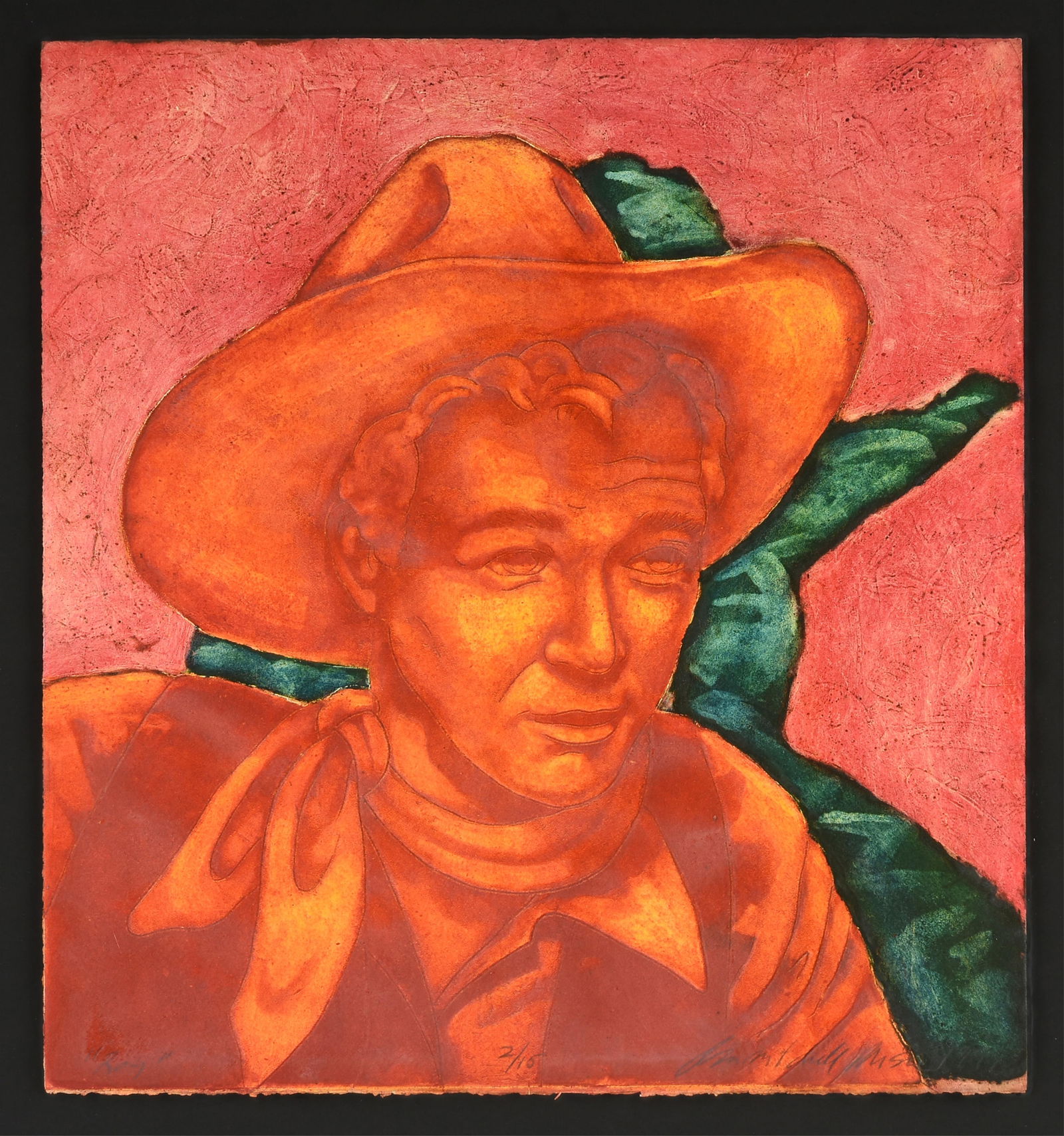 DAN ALLISON (American/Texas b. 1953) “Roy,” 1999, aquatint on paper, signed and dated (1 of 13)