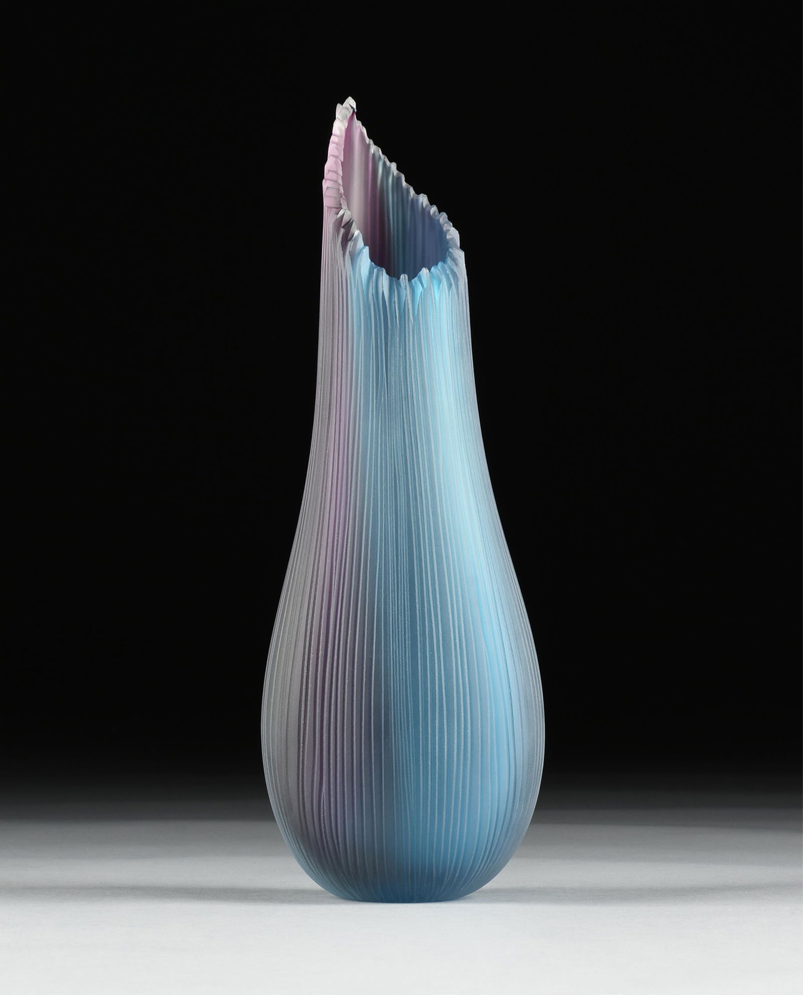 JOSHUA SOLOMON (American b. 1980) "Skyline Vase," 2019, blown, carved, and sandblasted glass, signed (1 of 8)