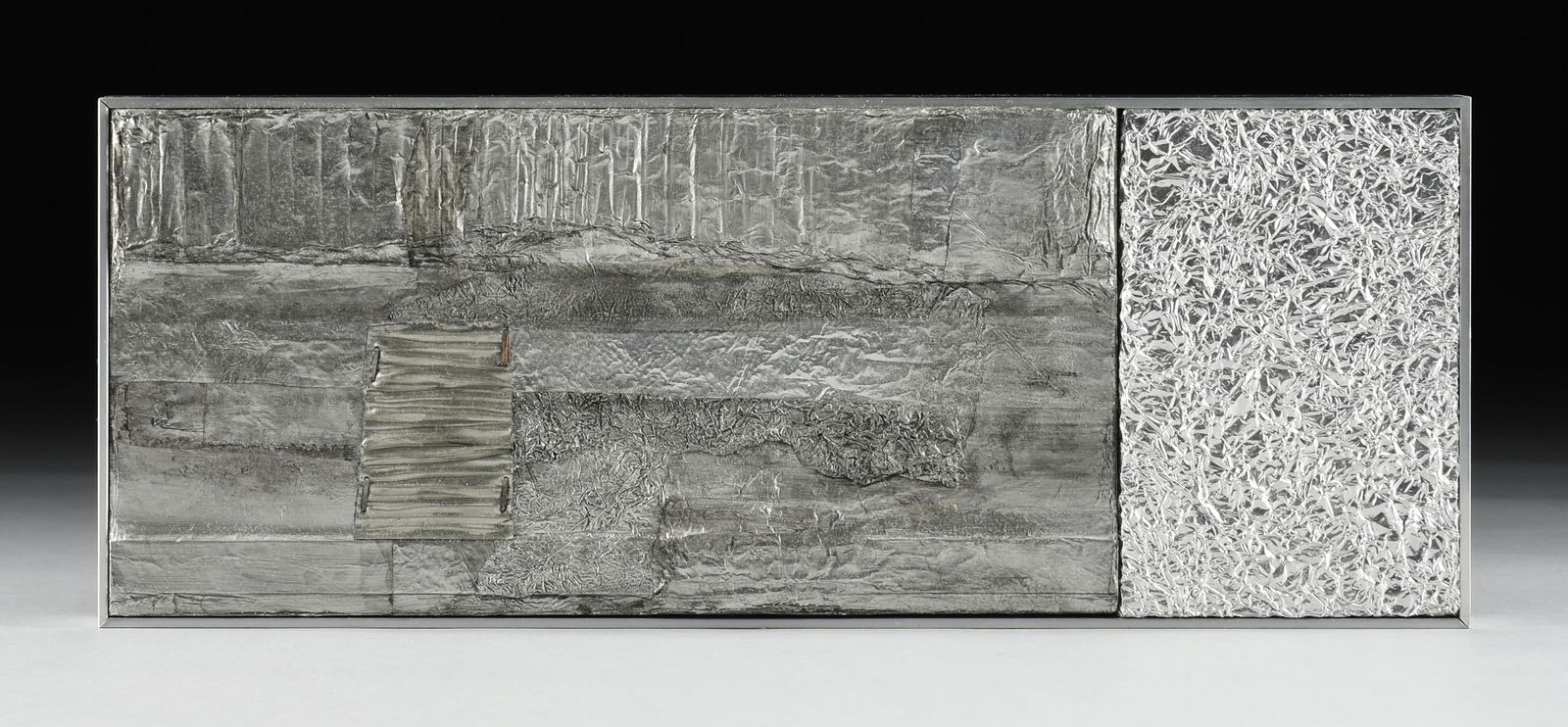 EDWARD LANE MCCARTNEY (American/Texas b. 1964) “Urban Surface,” 2014, mixed media relief: EDWARD LANE MCCARTNEY (American/Texas b. 1964) “Urban Surface,” 2014, mixed media relief sculpture composed of aluminum, pewter, cardboard, wood, ink, and surfactant, signed and dated on back,