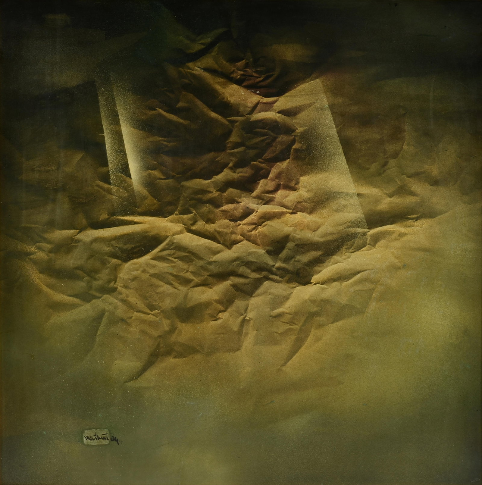 PHAN PHUONG TRUC (Vietnamese b. 1964) "Heaven and Earth," 2004, lacquer on wood panel, signed and: PHAN PHUONG TRUC (Vietnamese b. 1964) "Heaven and Earth," 2004, lacquer on wood panel, signed and dated L/R, "Phan Truc 04." 31" x 31" Frame: 36" x 36" Provenance: Property Belonging to Charalampous F