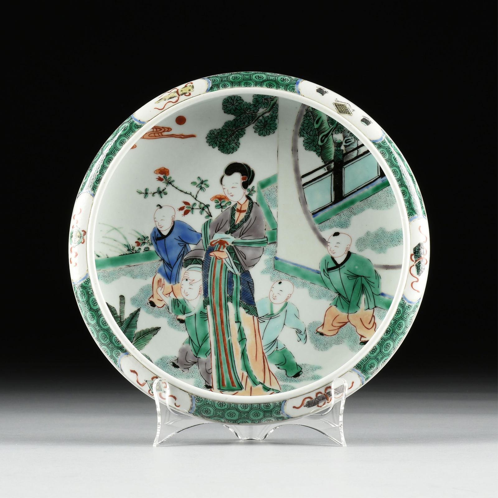 AN EARLY REPUBLIC FAMILLE VERTE STYLE PORCELAIN BRUSH WASHER, CHINESE, EARLY 20TH CENTURY, a Chinese (1 of 6)
