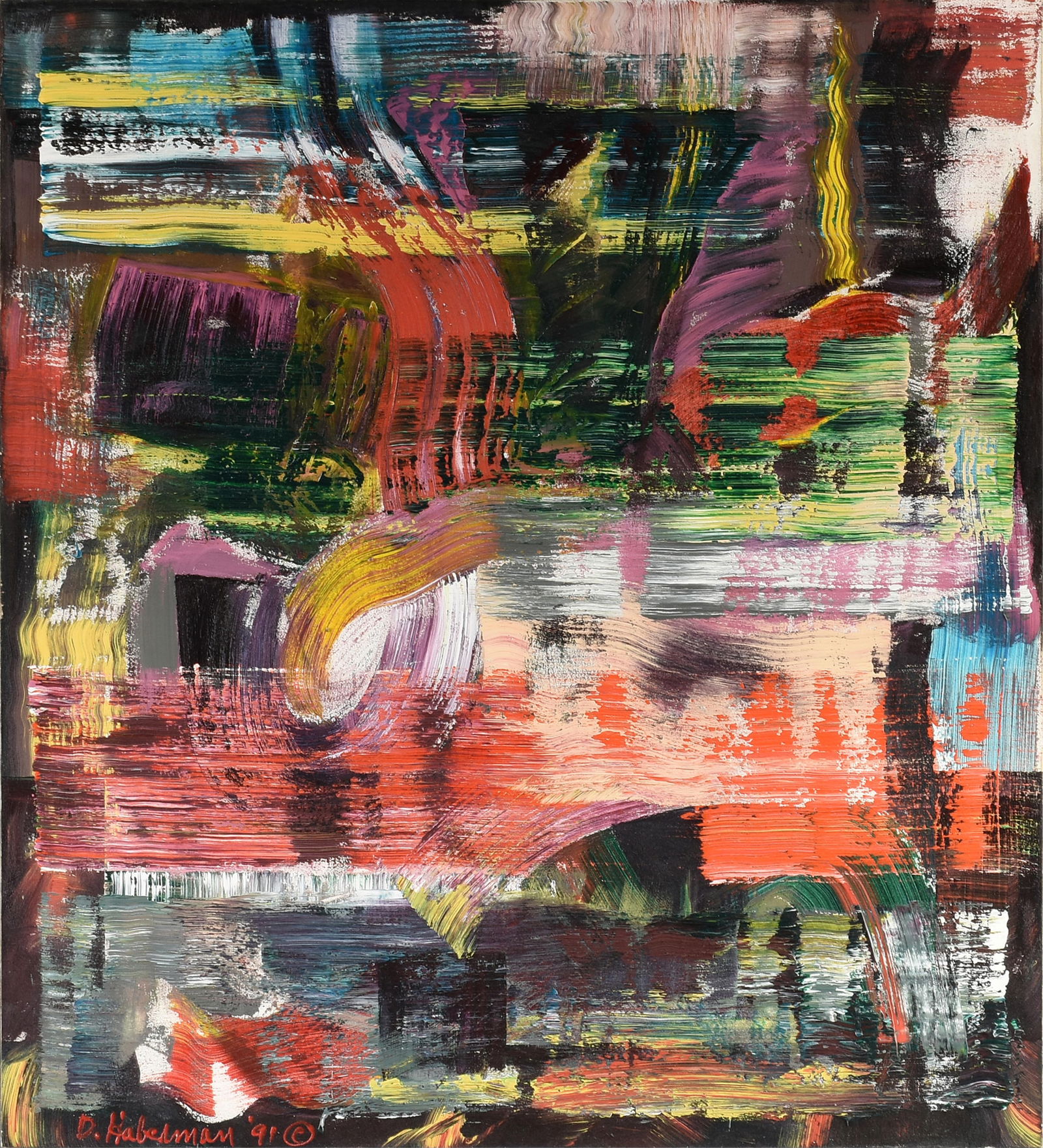 DAVID HABERMAN (American/Texas 1938-2021) "Storm Series VIII," 1991, oil on canvas, signed and dated (1 of 17)