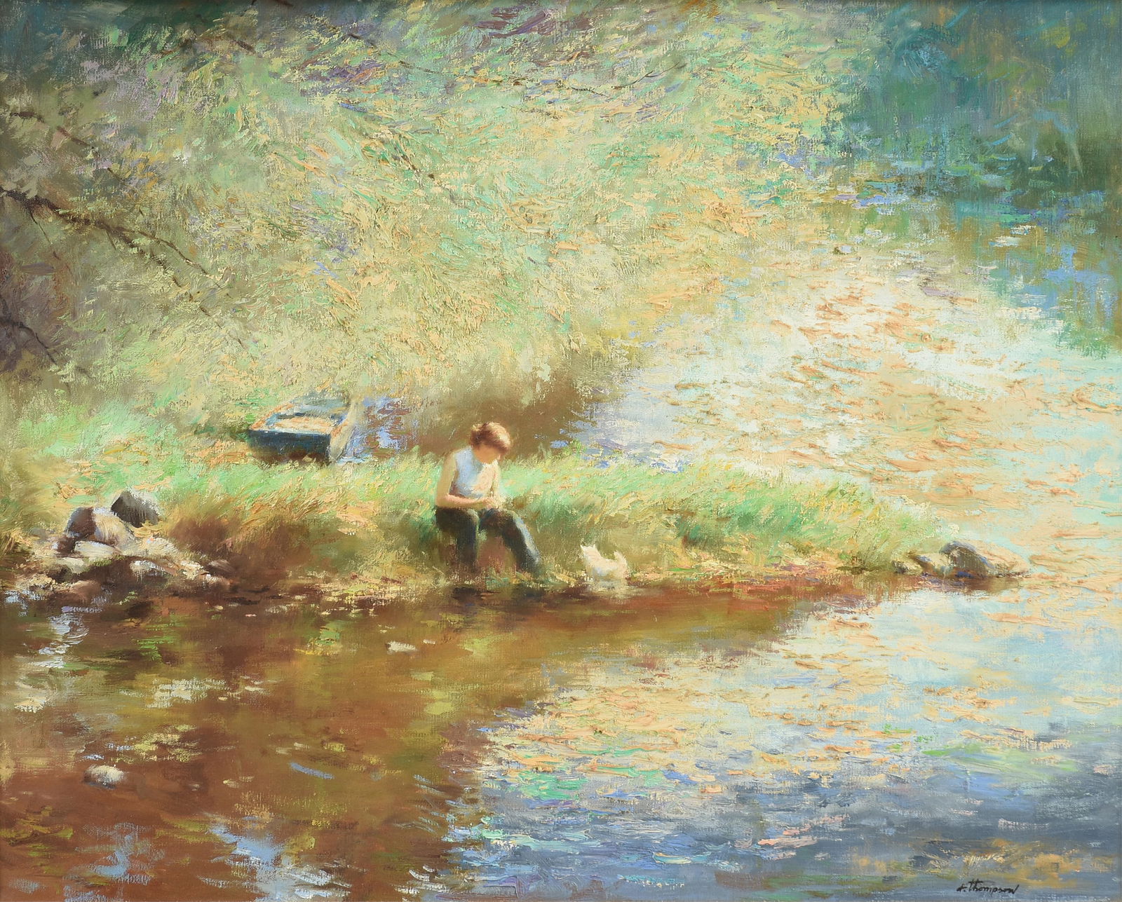 RICHARD EARL THOMPSON (American 1914-1991) "Under the Trees," 20TH CENTURY, oil on canvas, signed (1 of 15)