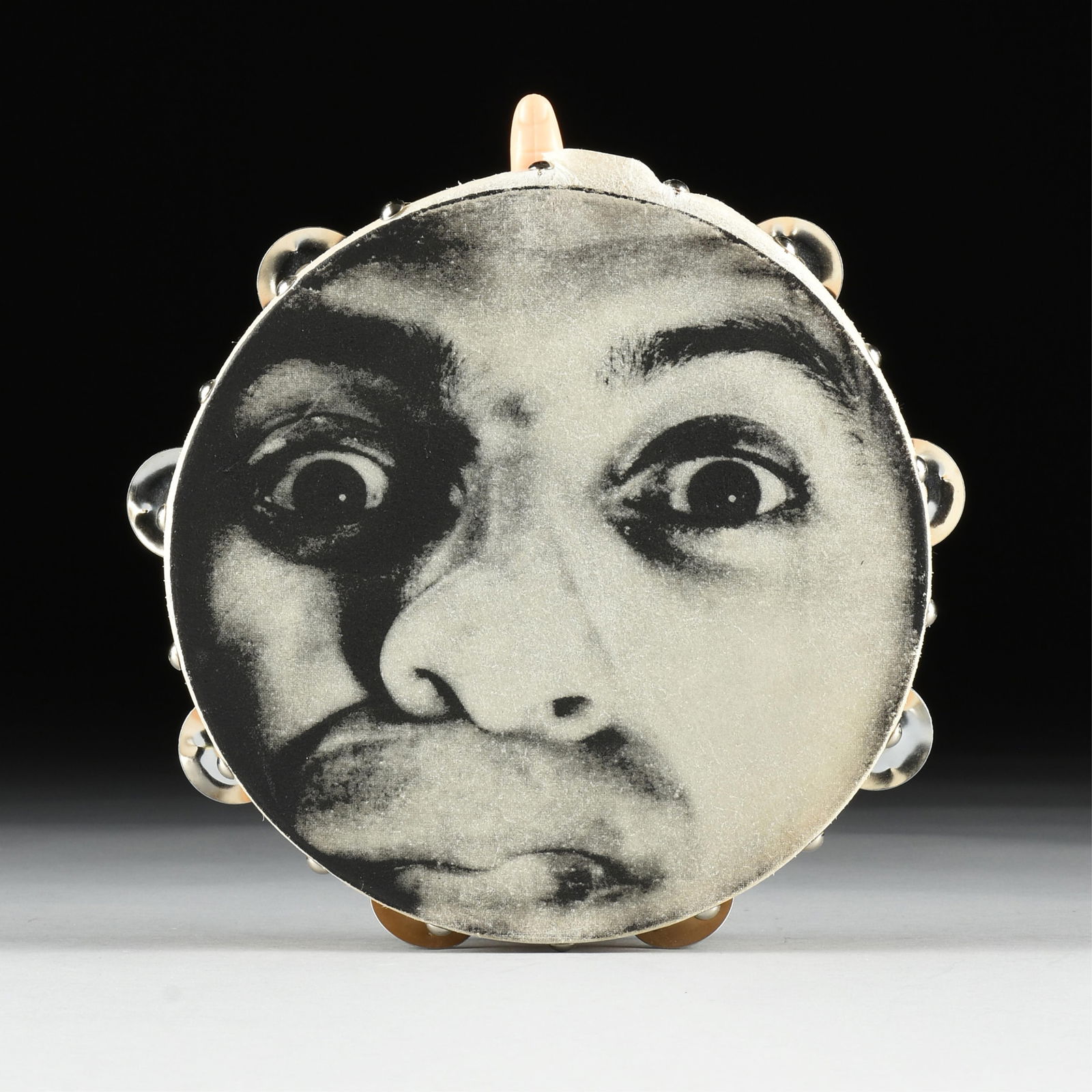 VIK MUNIZ (Brazilian b. 1961) "Self Portrait as a Tambourine," 1990, silkscreen on tambourine with (1 of 8)