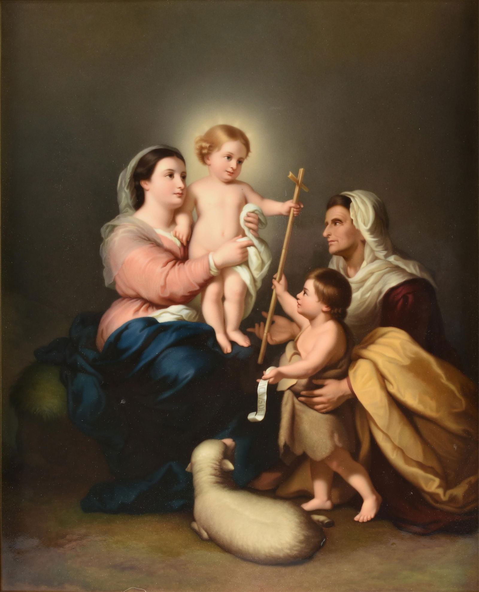 A KPM PORCELAIN PLAQUE, "Madonna and Child with St. John the Baptist and St. Elizabeth," GERMAN, (1 of 12)