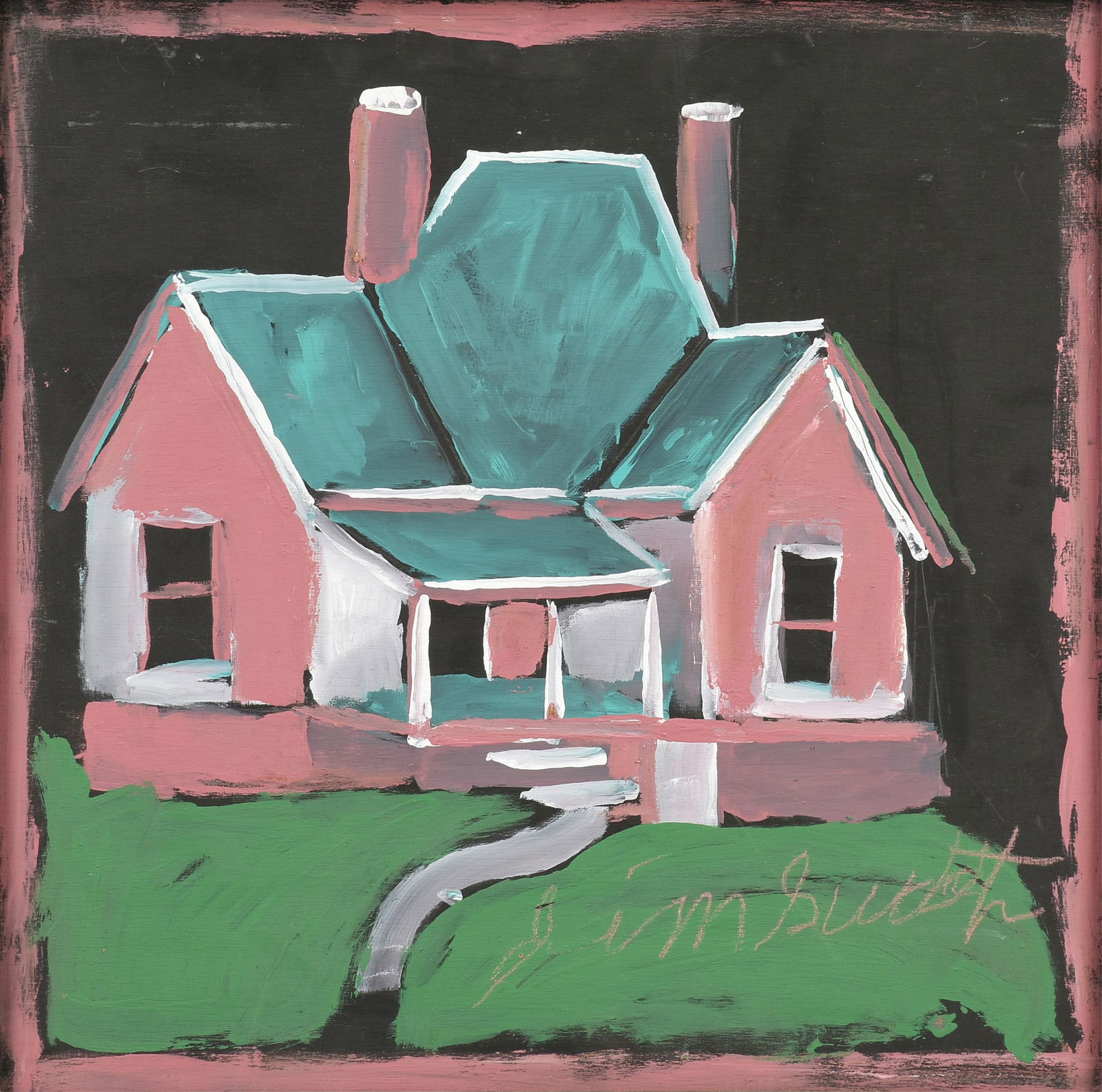 JIMMY LEE SUDDUTH (American 1910-2007) "Pink House," 20TH CENTURY, mixed media, paint, and mud on (1 of 11)