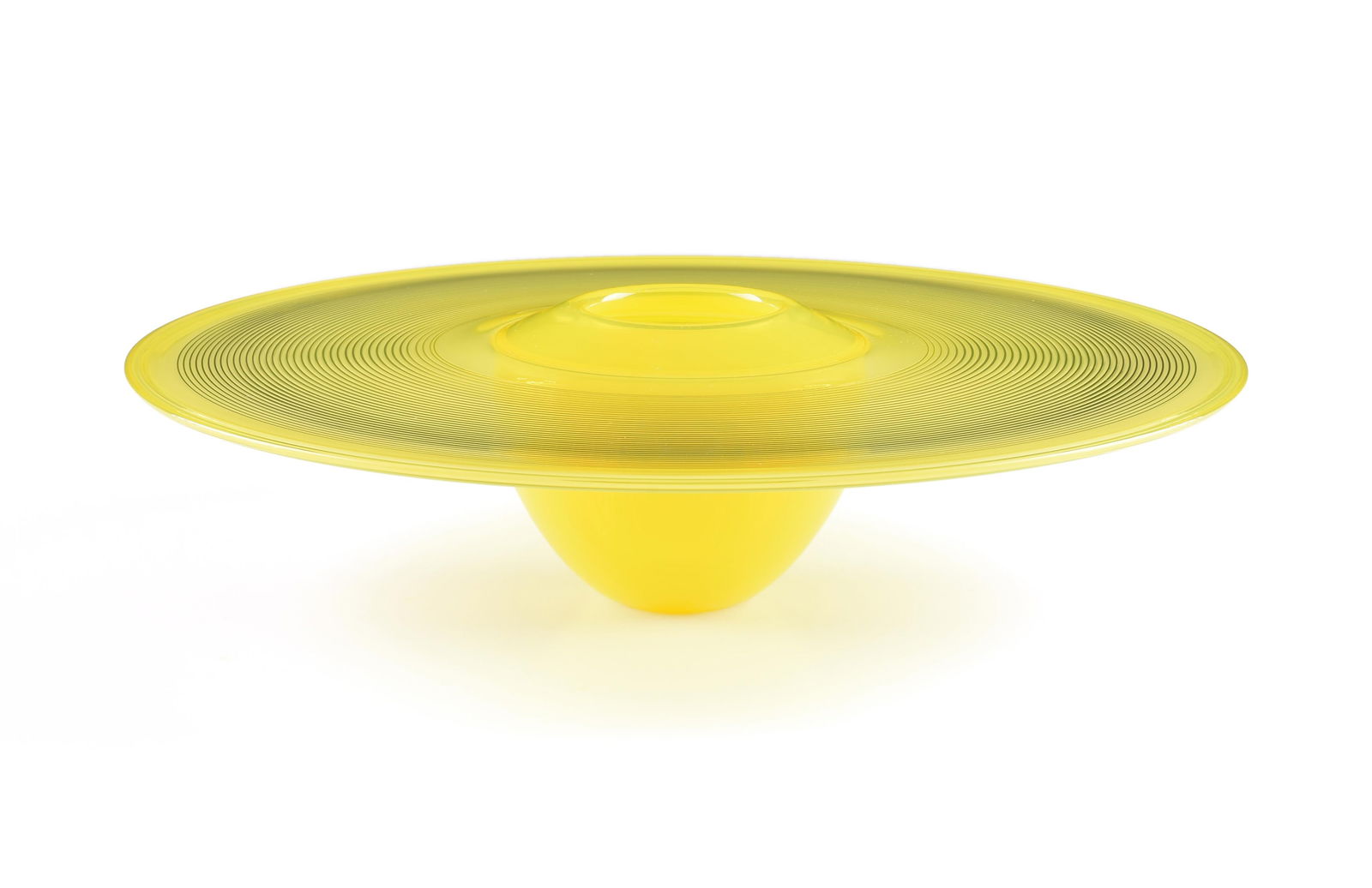 BENJAMIN MOORE (American 1952-2021) "Interior Fold Vessel in Yellow," 2001, blown glass, signed and (1 of 3)