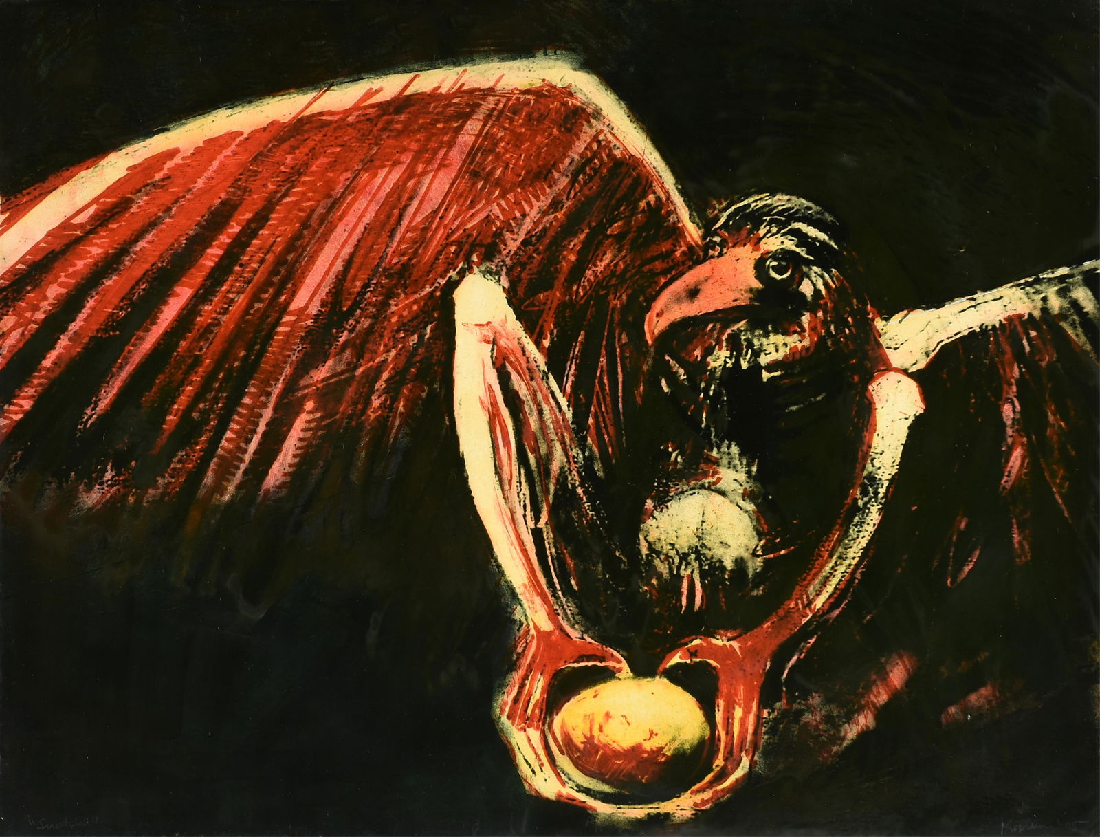 SHARON KOPRIVA (American/Texas b. 1948) “Snatched,” 2005, etching on paper, signed and (1 of 15)