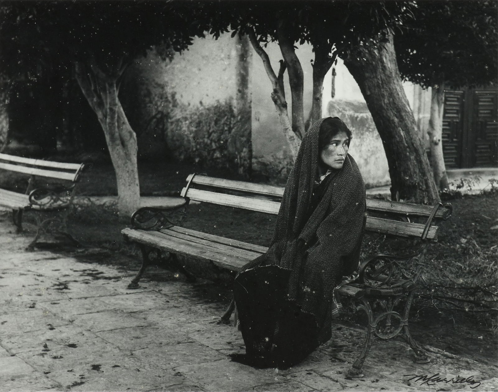 MANUEL CARRILLO (Mexican 1906-1989) "Woman on a Bench," 1960, gelatin silver print, signed in ink (1 of 14)