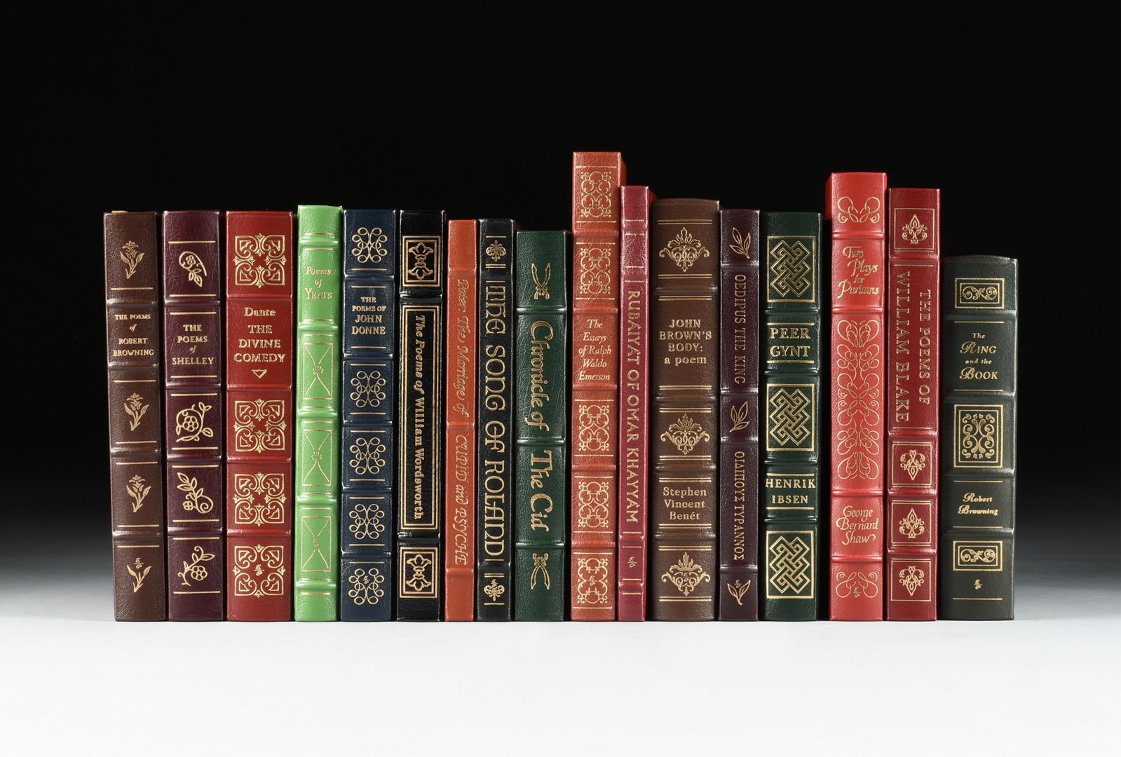 A GROUP OF SEVENTEEN BOOKS PUBLISHED BY THE EASTON PRESS, LATE 20TH CENTURY, leather-bound and: A GROUP OF SEVENTEEN BOOKS PUBLISHED BY THE EASTON PRESS, LATE 20TH CENTURY, leather-bound and gilt-embossed including the following titles: The Essays of Ralph Waldo Emerson, Chronicle of the Cid tra