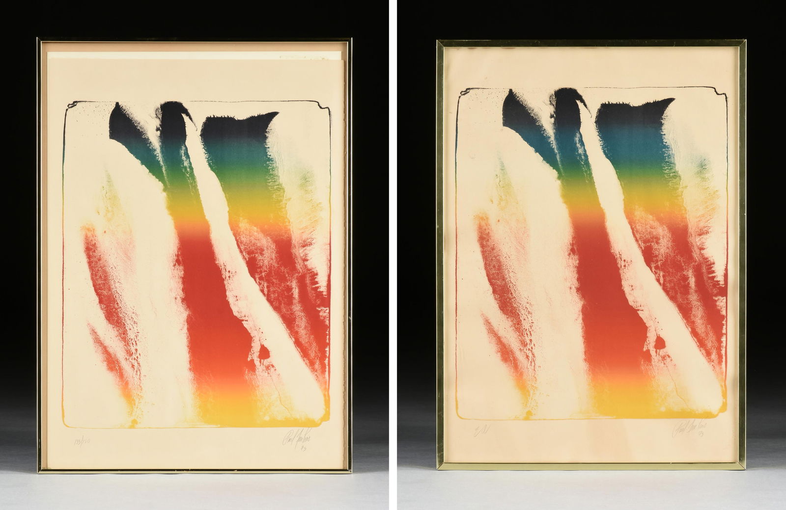 PAUL JENKINS (American 1923-2012) TWO PRINTS, "Untitled," 1973, (1 of 20)