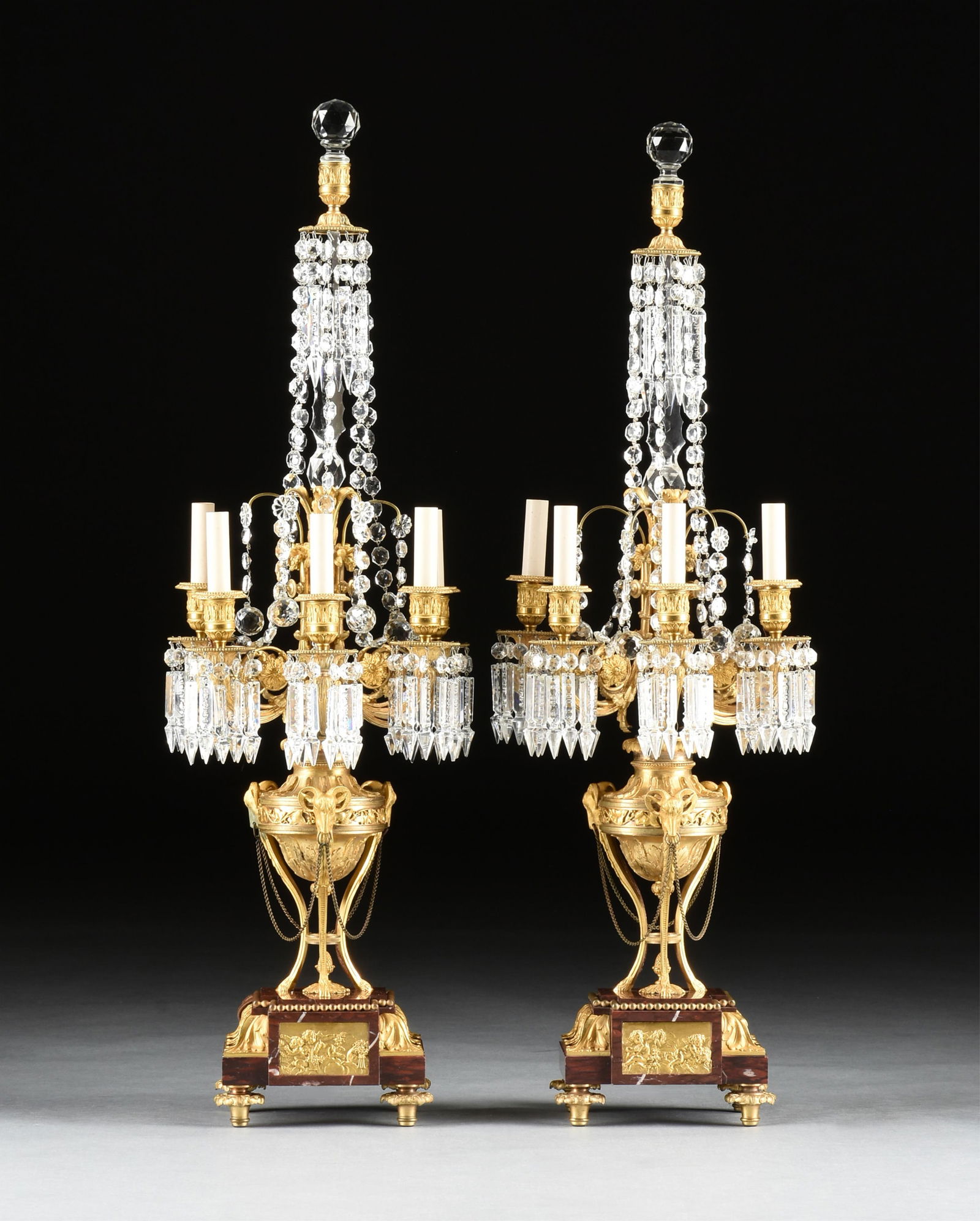 A PAIR OF LOUIS XVI STYLE GIRANDOLE LAMPS, 20TH CENTURY, (1 of 10)