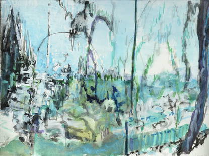 RICHARD STOUT (American/Texas 1934–2020) "Garden in Valencia (Untitled)," 1999,: RICHARD STOUT (American/Texas 1934–2020) "Garden in Valencia (Untitled)," 1999, watercolor and gouache on paper, signed and dated lower right, "R. Stout 99." 11 1/4 x 15 in. (28.6 x 38.1 cm.), F
