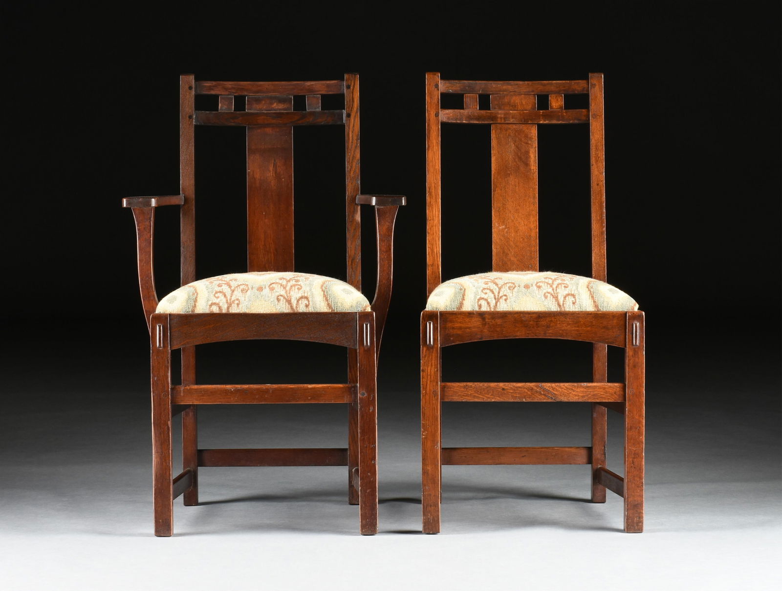SEVEN LIMBERT ARTS AND CRAFTS DINING CHAIRS, AMERICAN, CIRCA 1910, (1 of 12)