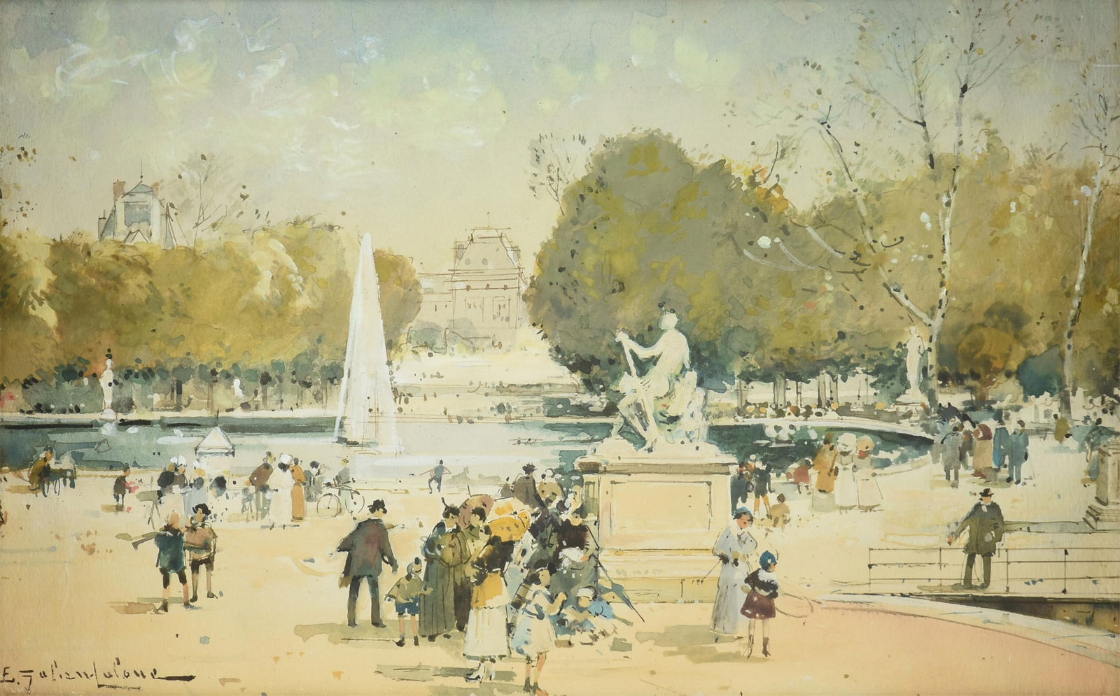 EUGÈNE GALIEN-LALOUE (French 1854-1941) "Le Bassin des Tulleries," EARLY 20TH CENTURY, (1 of 10)