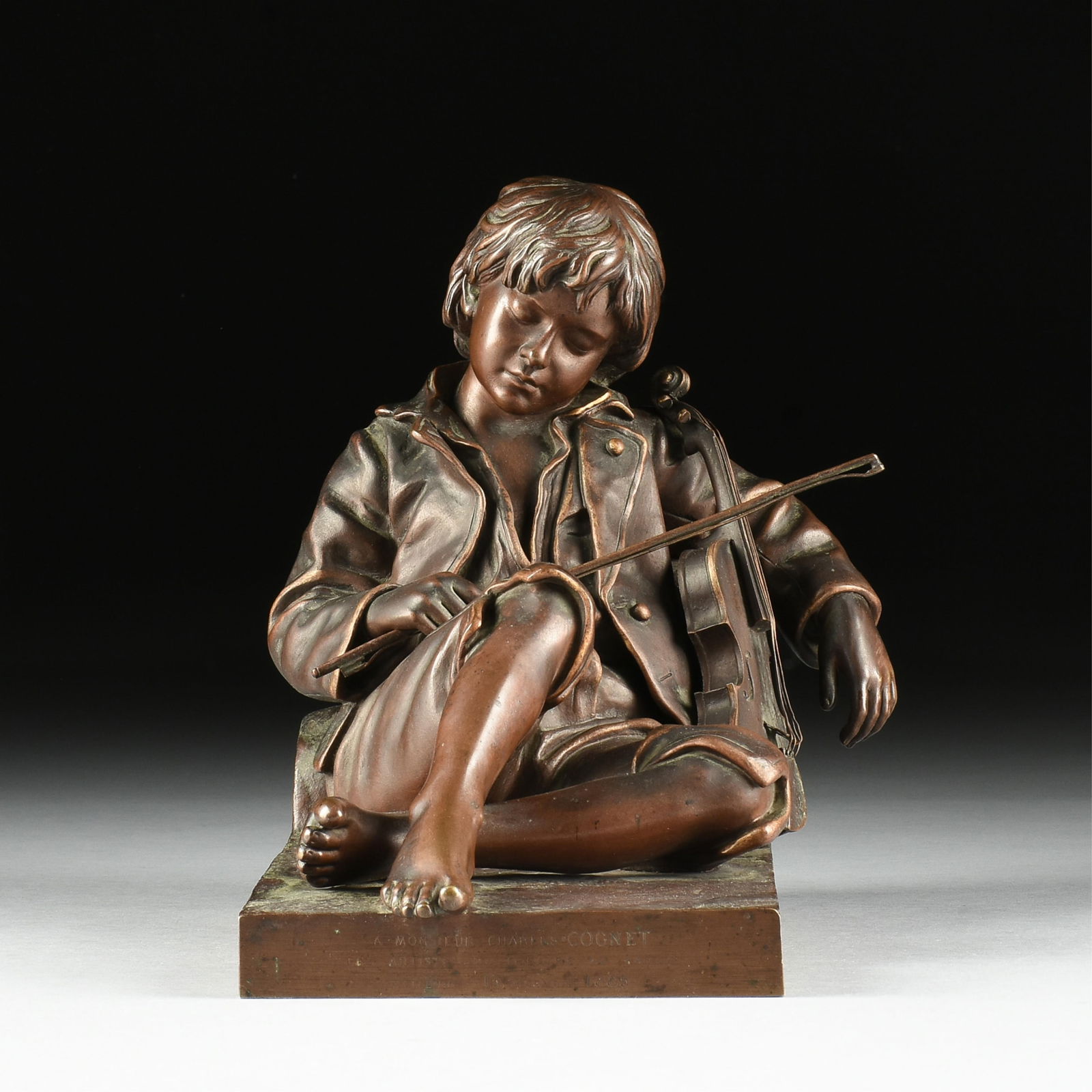 LEON THAREL (French 1858-1902) "The Idle Fiddler," CIRCA 1885, (1 of 14)