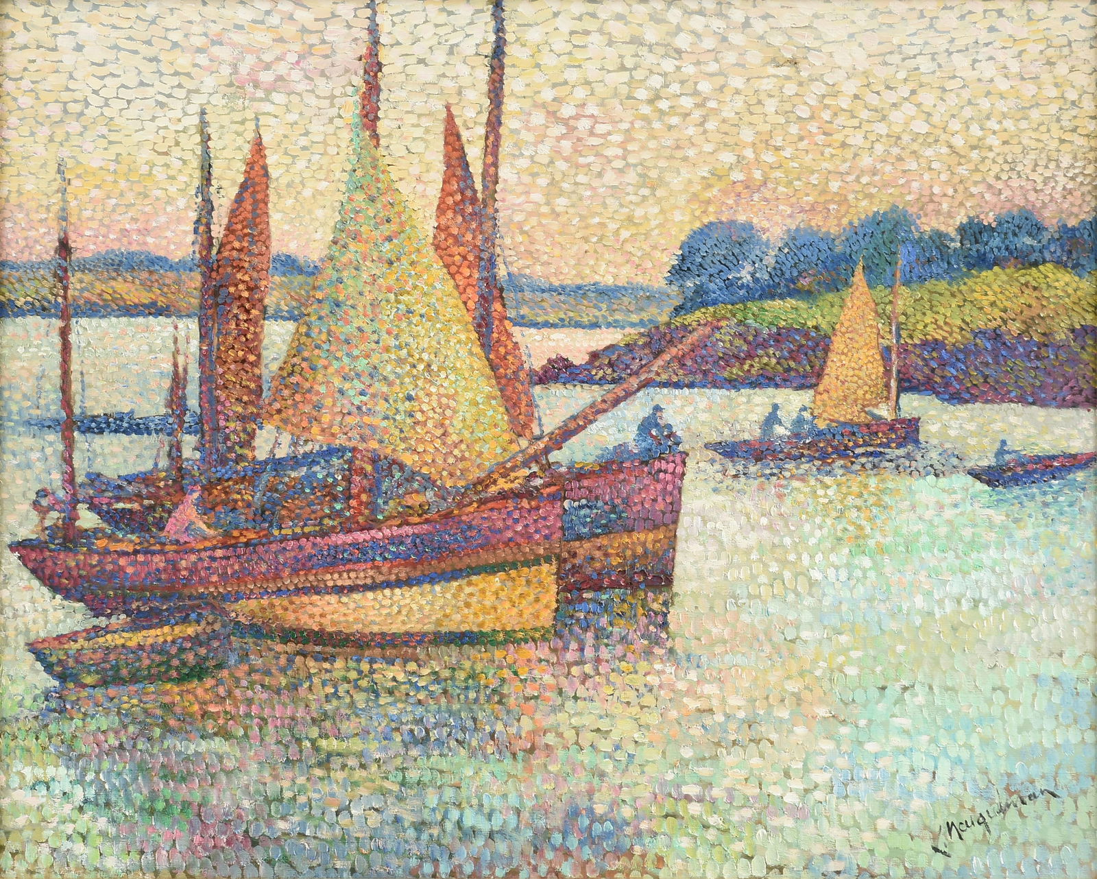 LUCIEN NEUQUELMAN (French 1909-1988) "Côtes de Bretagne, Les Pêcheors," 20TH CENTURY, (1 of 14)