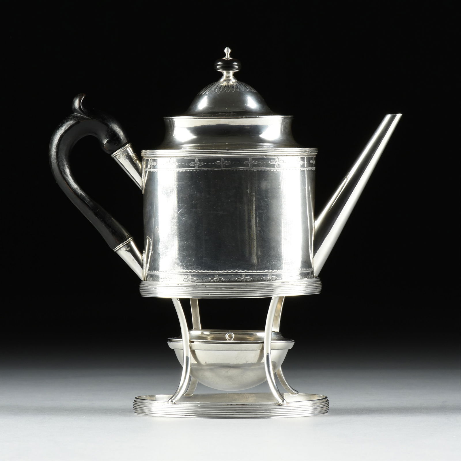 A BIEDERMEIER SILVER TEAPOT AND STAND, RIGA, LATVIA, 1797-1811, (1 of 12)