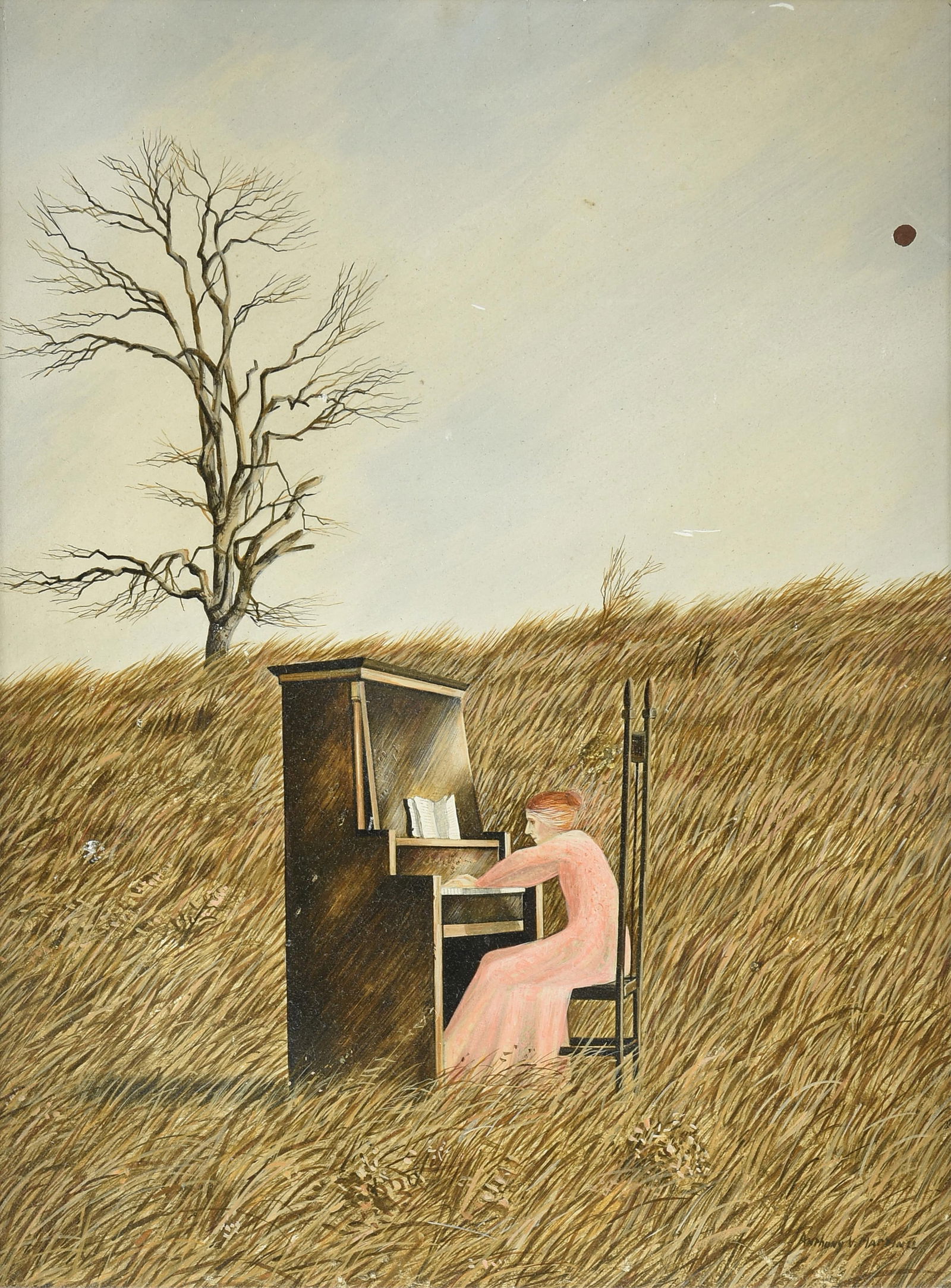 ANTHONY MARTIN (American/Texas 1941 – 2019) "Woman Playing Piano in a Field (Untitled)," (1 of 12)