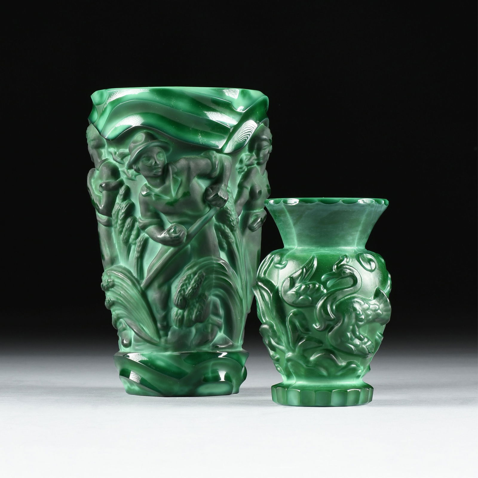 CURT SCHLEVOGT (CZECH) TWO ART DECO VASES, DESIGNED 1930s, (1 of 12)