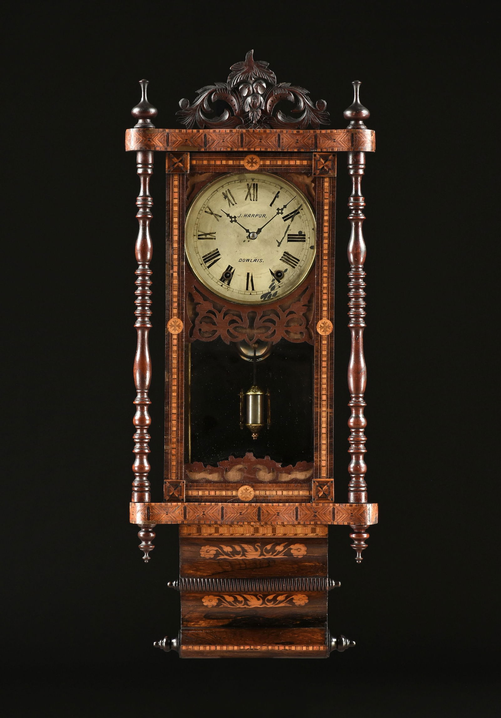 A VICTORIAN ROSEWOOD WALL CLOCK, ENGLISH, MID/LATE 19TH CENTURY, (1 of 4)