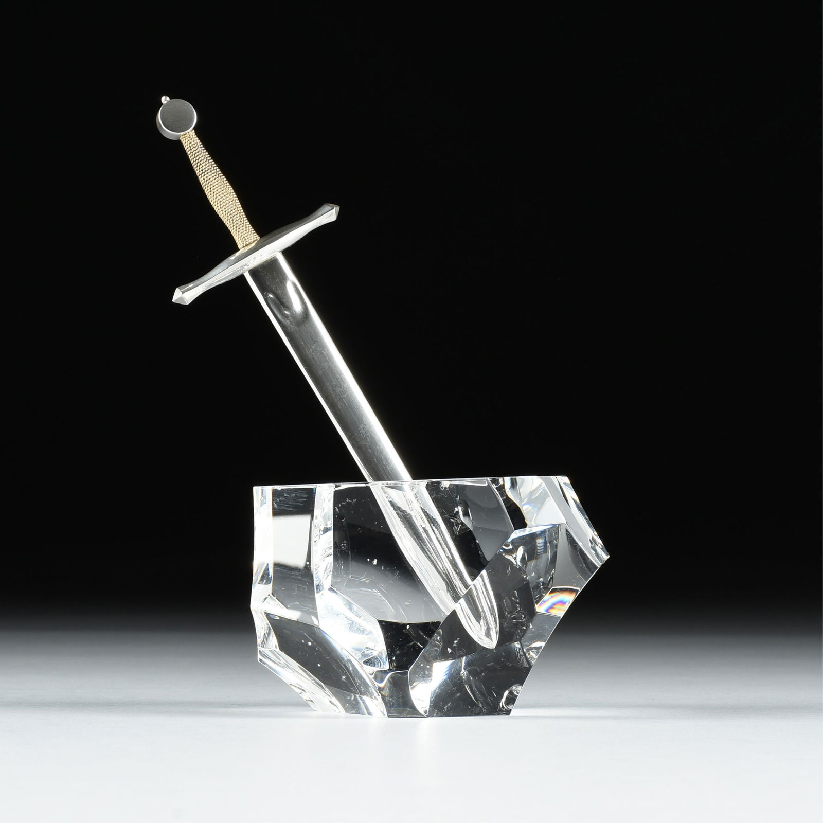 JAMES HOUSTON (American 1921-2005) A STEUBEN "Excalibur," LETTER OPENER AND PAPERWEIGHT, CIRCA 1975, (1 of 9)