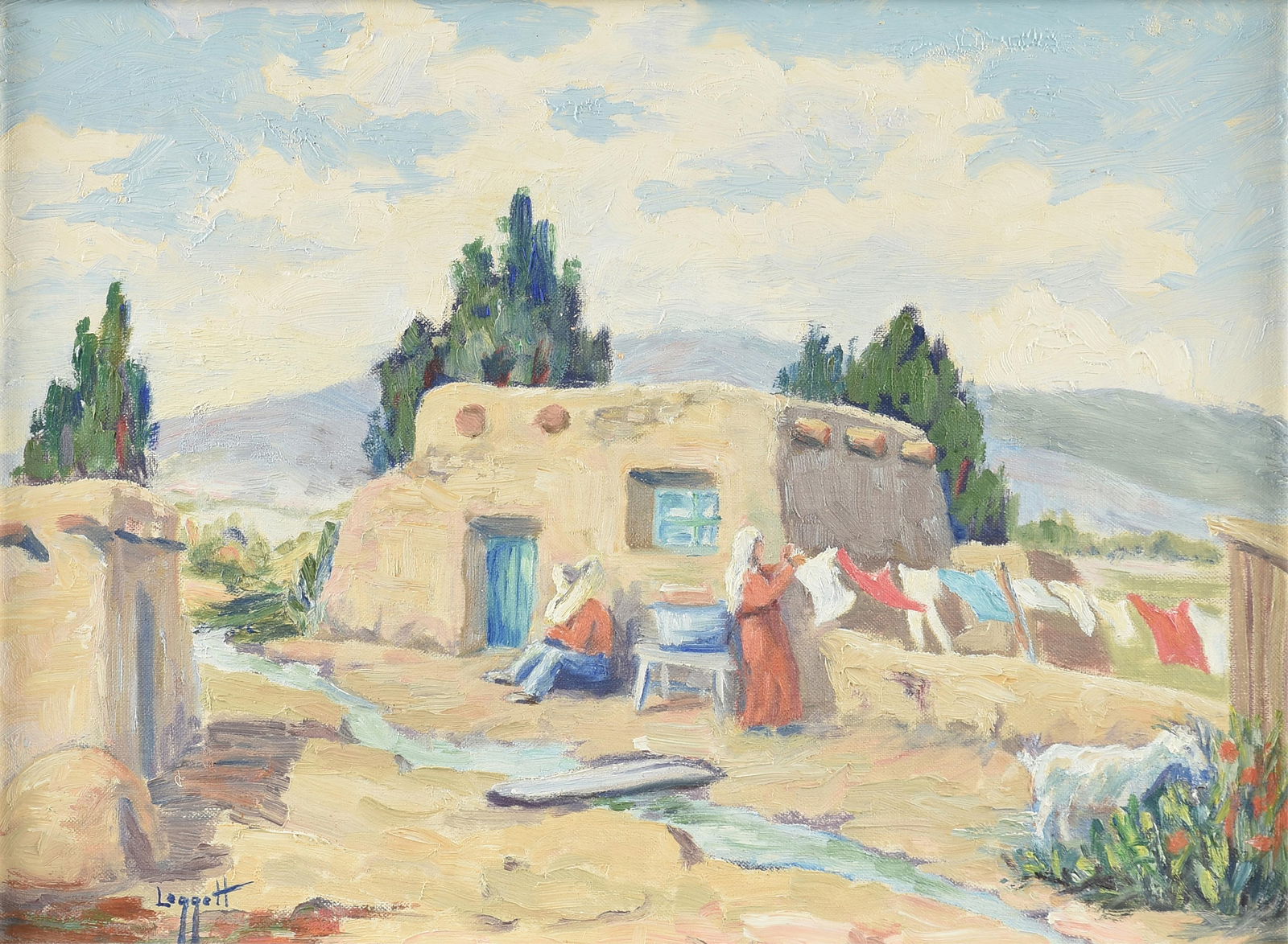 LUCILLE LEGGETT (American 1896-1966) "Hanging the Laundry," 20TH CENTURY, (1 of 15)