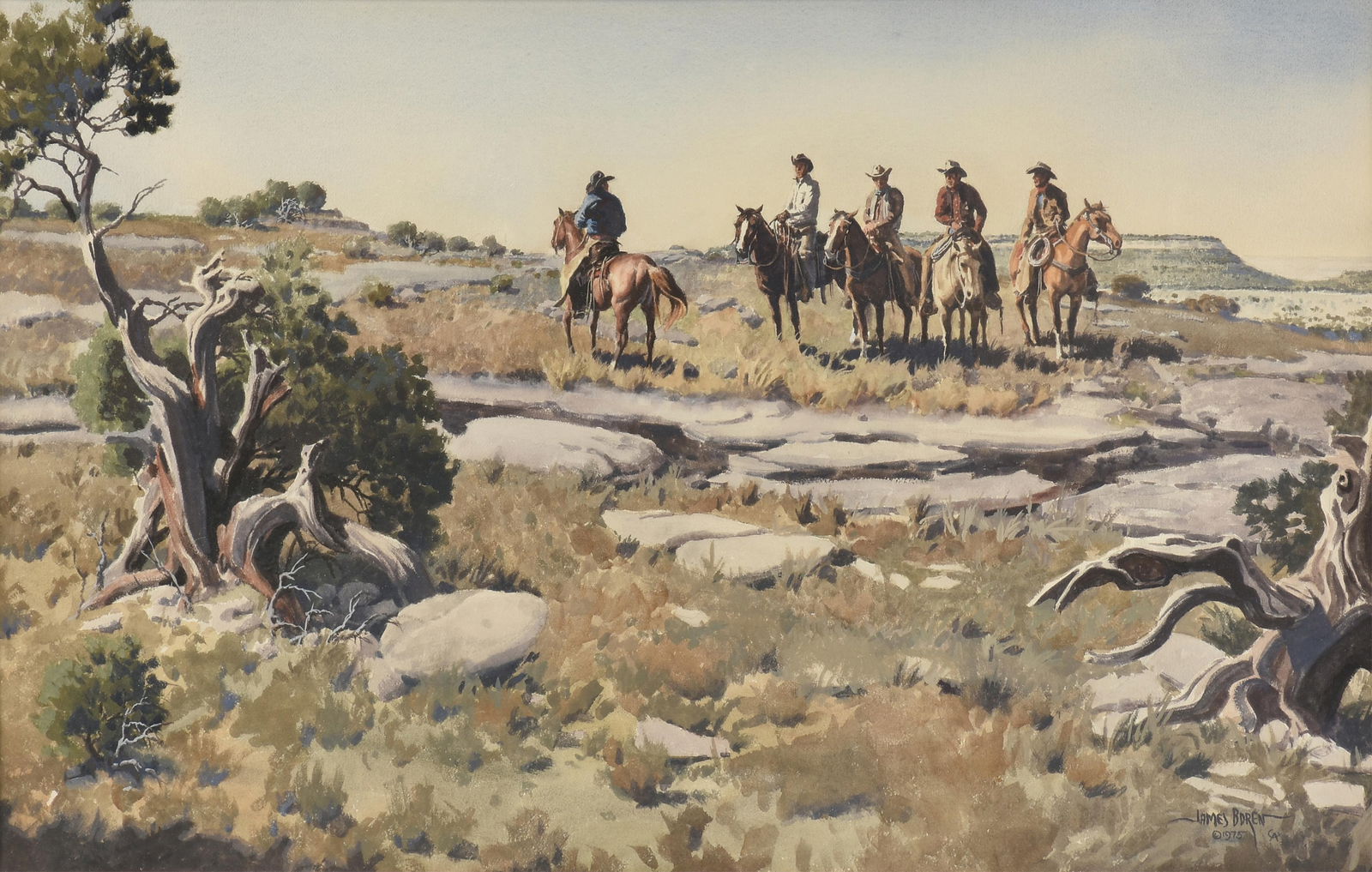 JAMES BOREN (American/Texas 1921-1990) "Rimrock Cowboys," 1975, (1 of 20)