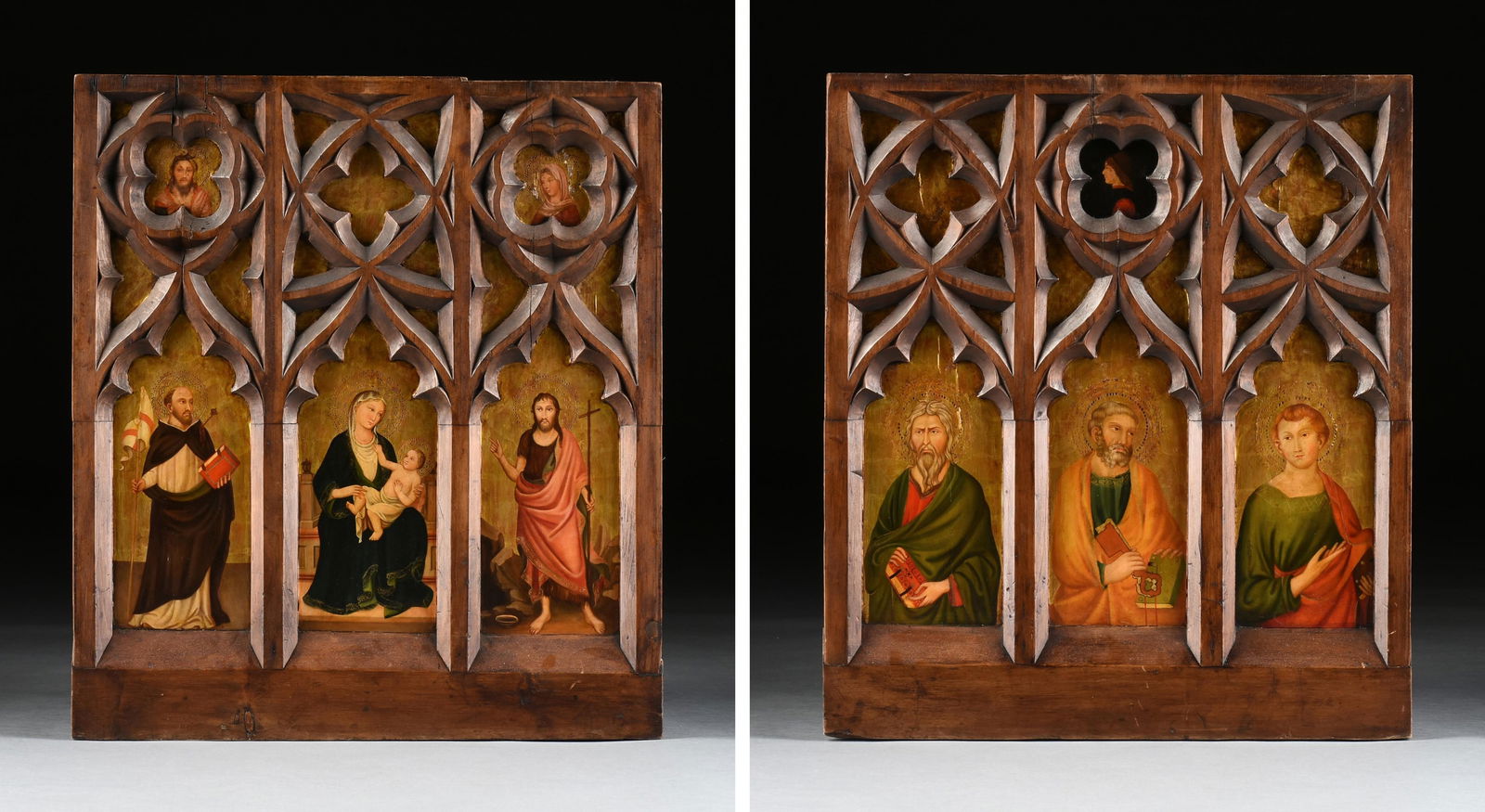 ITALIAN SCHOOL, A PAIR OF ROOD SCREEN PANELS, 18TH CENTURY, (1 of 17)