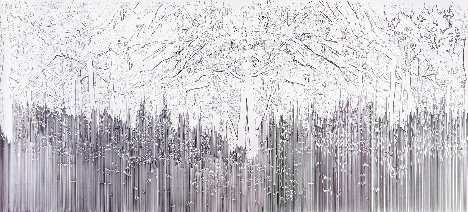 YEHUDIT SASPORTAS (Israeli b. 1969) "Untitled," CIRCA 2000,: YEHUDIT SASPORTAS (Israeli b. 1969) "Untitled," CIRCA 2000, ink on paper. 59 x 130 1/2 in. (149.9 x 331.5 cm.), Frame: 68 x 139 1/2 in. (172.7 x 354.3 cm.) Provenance: Collection of Paul Getty, Housto