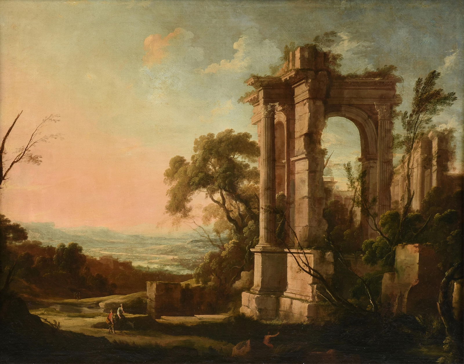 PIERRE ANTOINE PATEL (French 1648-1707) "Classical Ruins and Figures in a Landscape," (1 of 18)