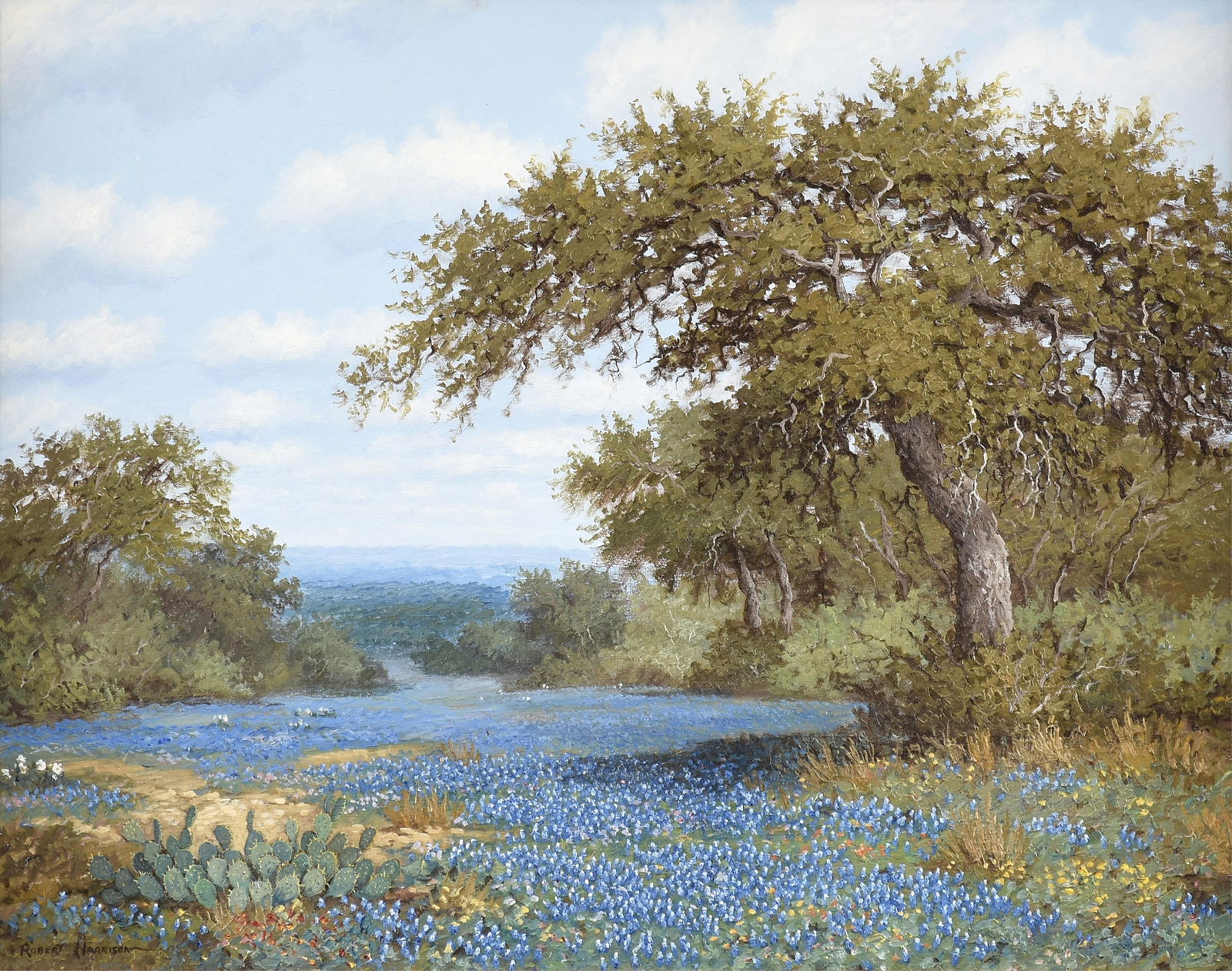 ROBERT HARRISON (American/Texas b. 1947) "Bluebonnets and Oaks (Untitled)," 21ST CENTURY, (1 of 18)