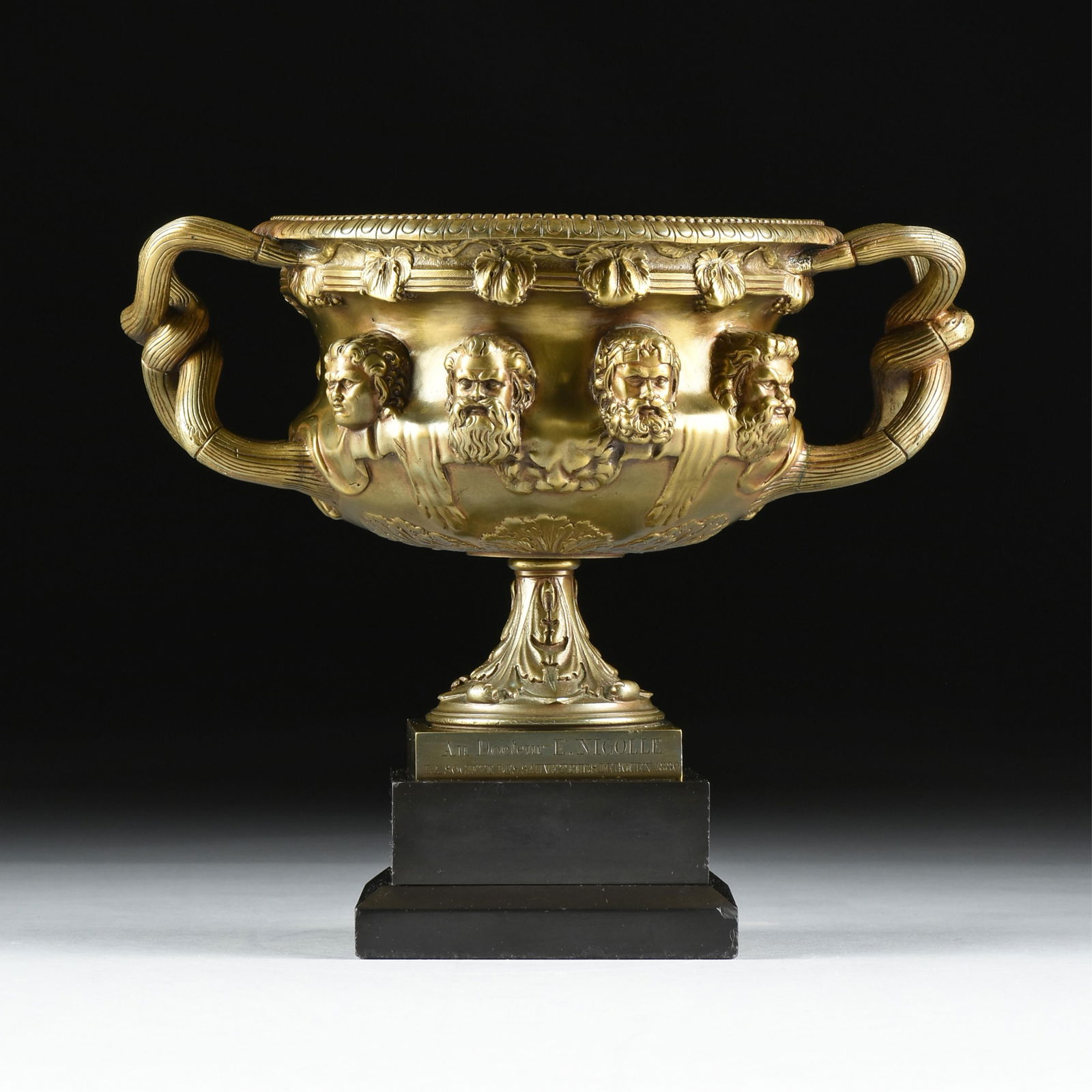 A ROMAN REVIVAL STYLE GILT BRONZE TAZZA, FRENCH, CIRCA 1880, (1 of 8)