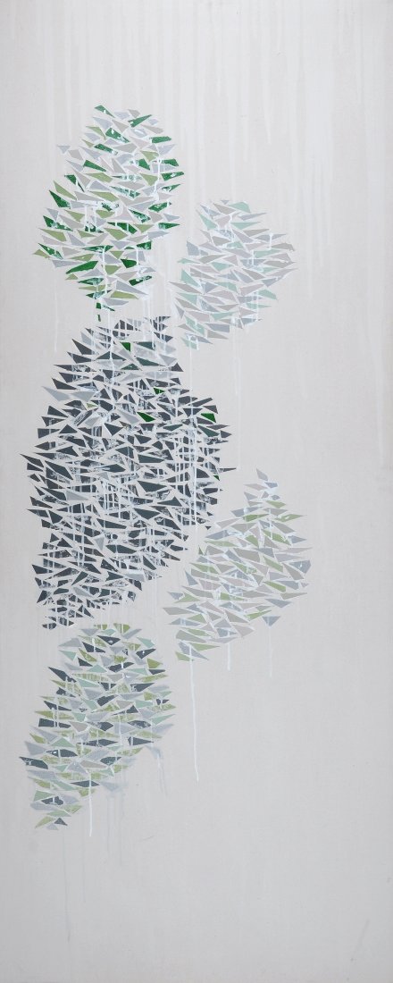 ROBERT ARTHUR GOODNOUGH (American 1917-2010) A Pa: ROBERT ARTHUR GOODNOUGH (American 1917-2010) A Painting, "Gray Gray-Green," acrylic and oil on canvas, signed and dated 1976 on reverse. 84" x 34". Framed.