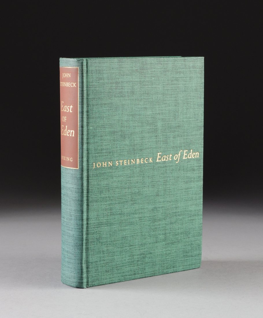 STEINBECK, John ( 1902-1968). East of Eden, New Y: STEINBECK, John ( 1902-1968). East of Eden, New York: Viking Press, 1952. Signed and numbered. Green cloth, red spine label, gilt lettering and detailing with red edge pages. 602 pp. First edition, li