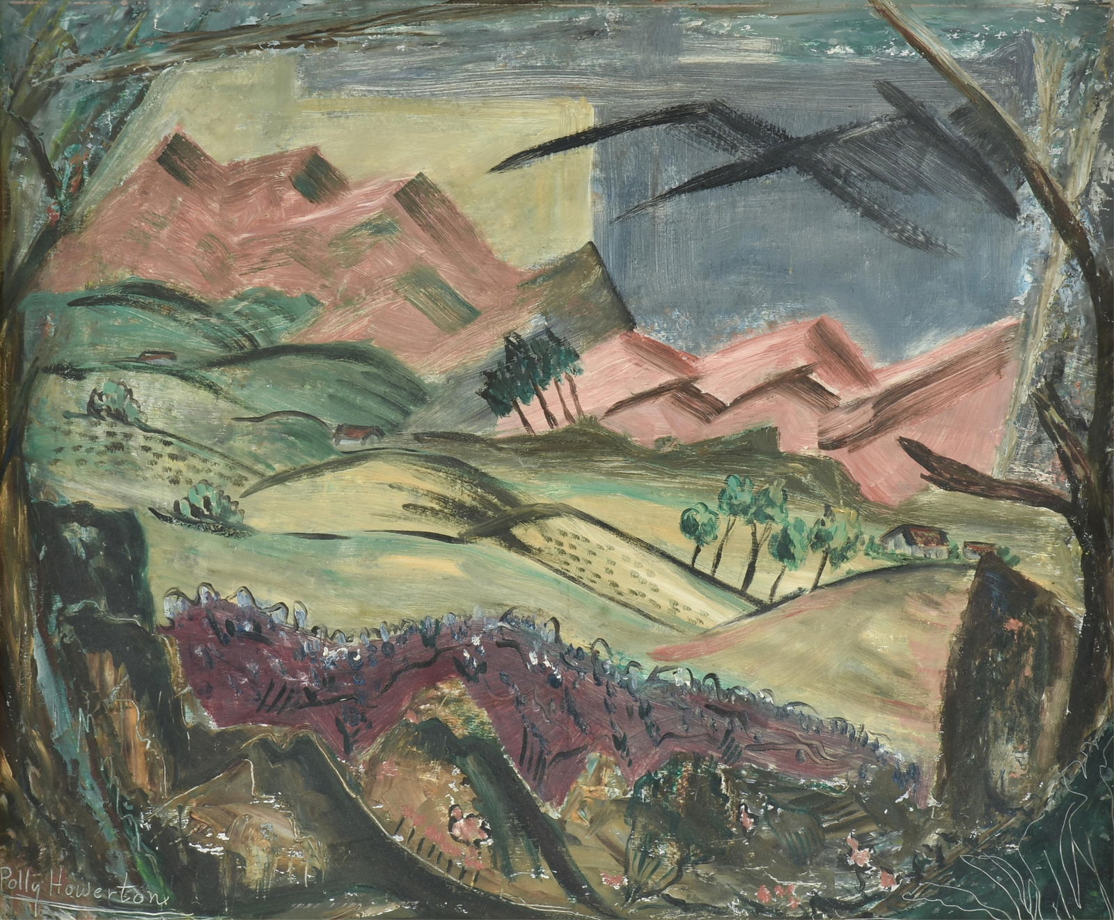 POLLY HOWERTON (American/Texas 1904-1987) "Mountain Landscape (Untitled)," 20TH CENTURY, (1 of 11)