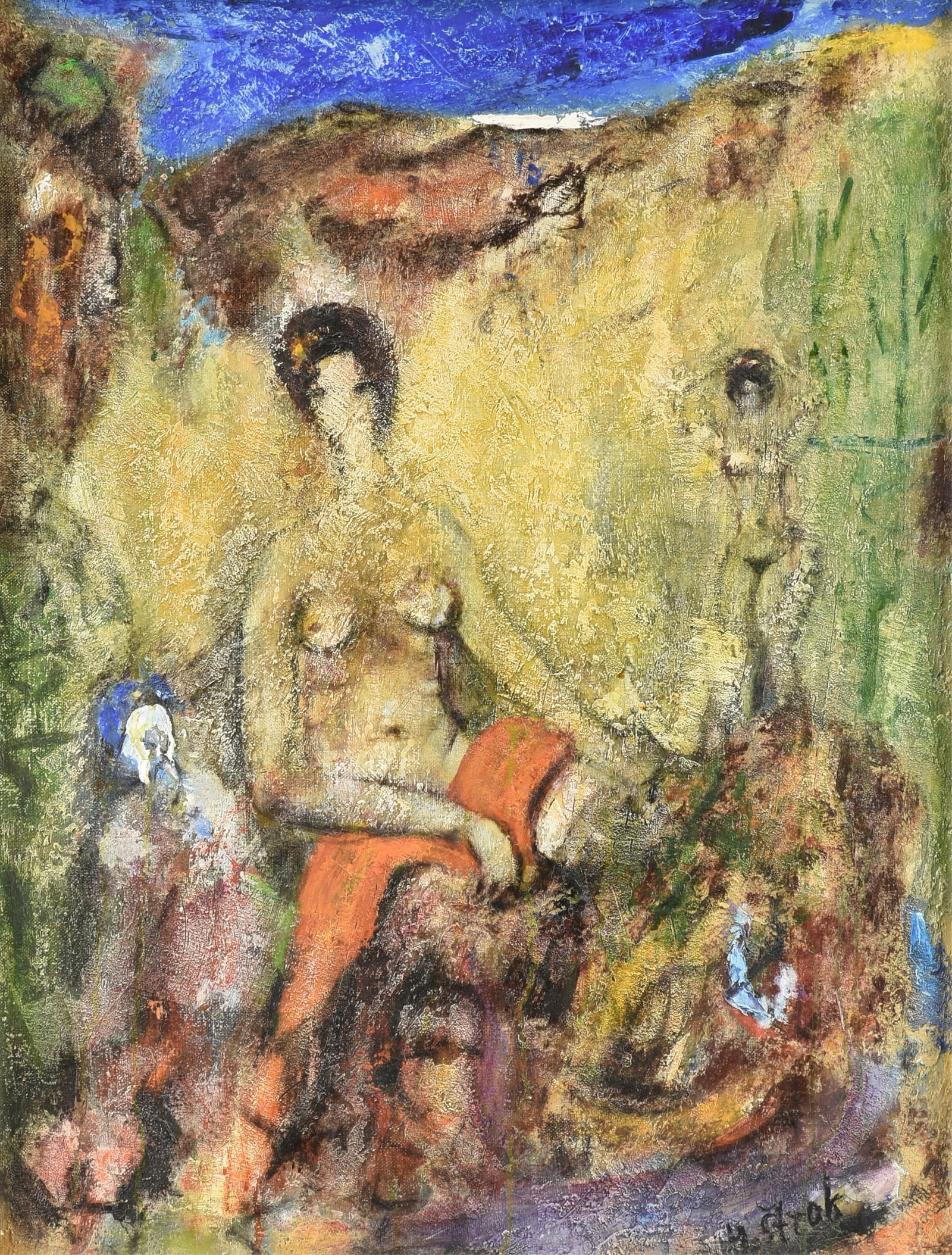 MILA ŠTROK (Croatian) "Figures in a Landscape (Untitled)," 20TH CENTURY, (1 of 12)