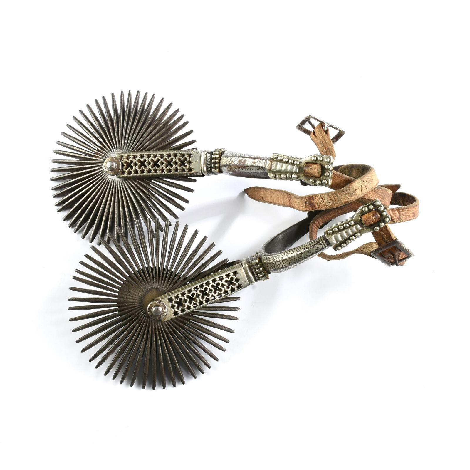 A PAIR OF CHILEAN HUASO SPURS AND A PAIR OF SPANISH COLONIAL "Conquistador Stirrups," SOUTH AMERICAN (1 of 8)
