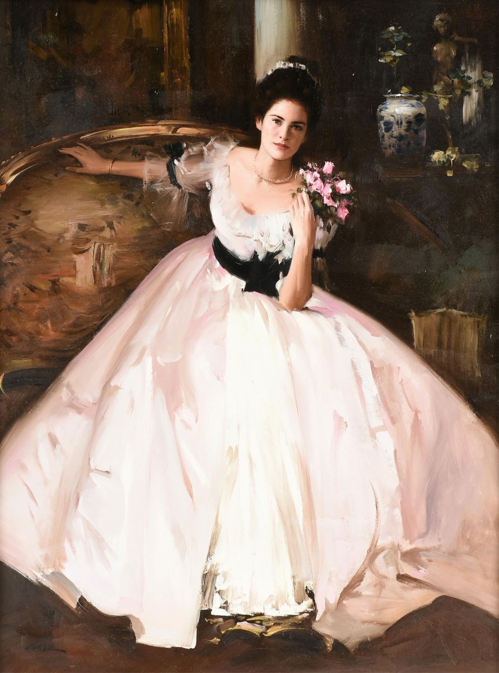 AN HE AKA HANS AMIS (Chinese/American b. 1957) "Pink Roses," LATE 20TH CENTURY, (1 of 19)