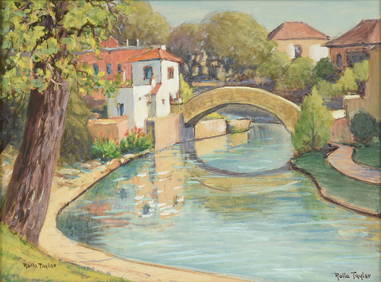 ROLLA SIMS TAYLOR (American/Texas 1872-1970) "Arneson Theatre, San Antonio River," 20TH CENTURY, (1 of 15)
