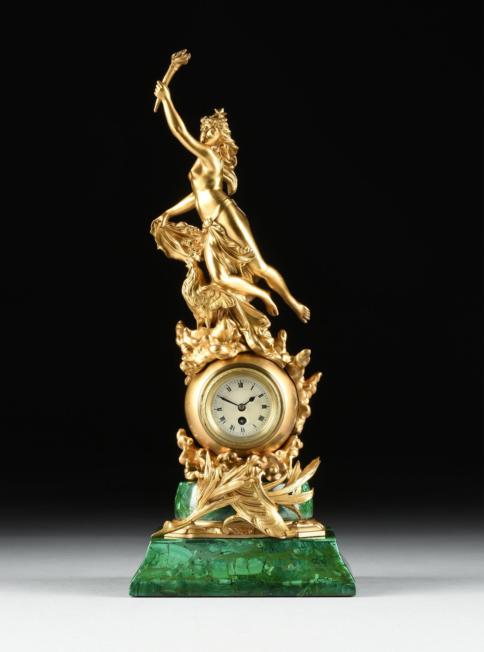 A BAROQUE STYLE MANTEL CLOCK, FRENCH, 19TH CENTURY, (1 of 11)