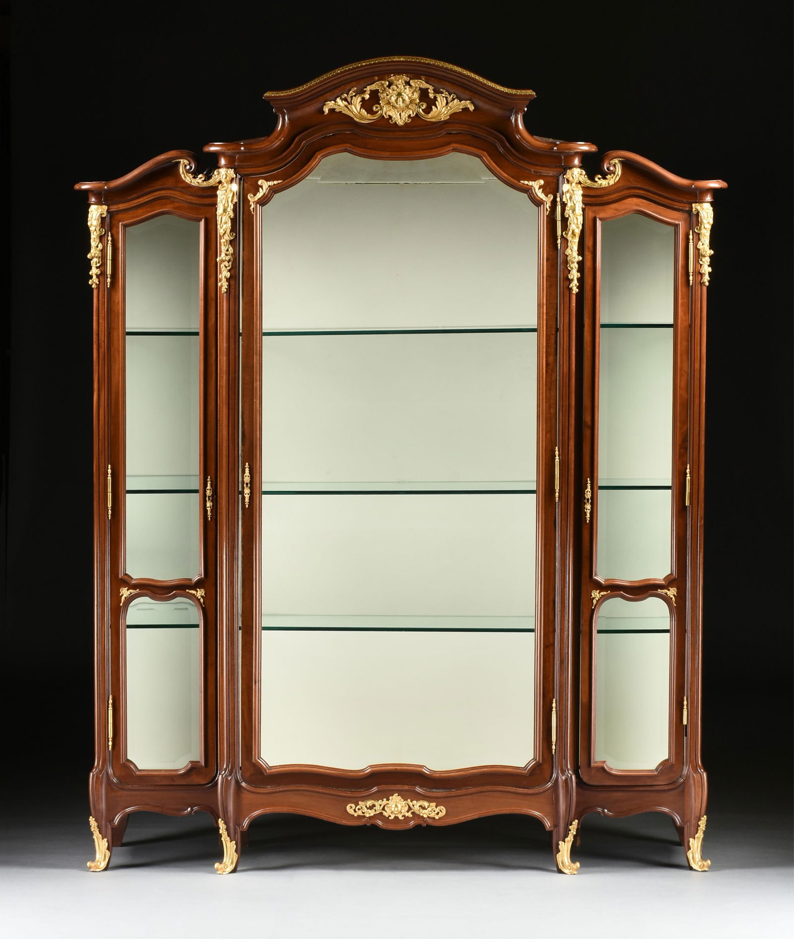 A LARGE LOUIS XV STYLE DISPLAY CABINET, 20TH CENTURY, (1 of 7)