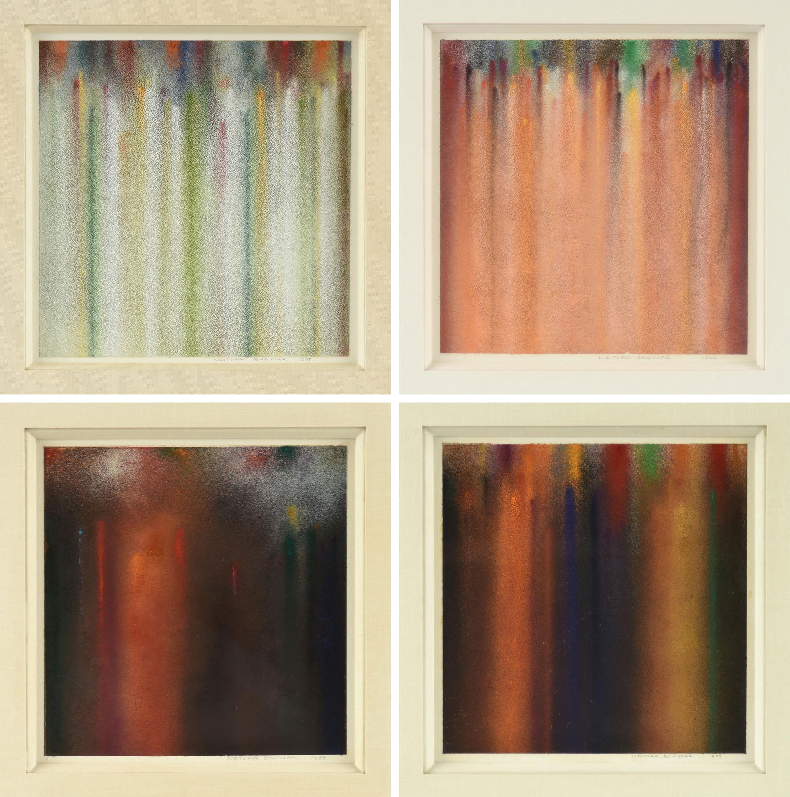 NATVAR BHAVSAR (Indian/American b. 1934) FOUR ABSTRACT PASTELS, 1981-1983, (1 of 20)