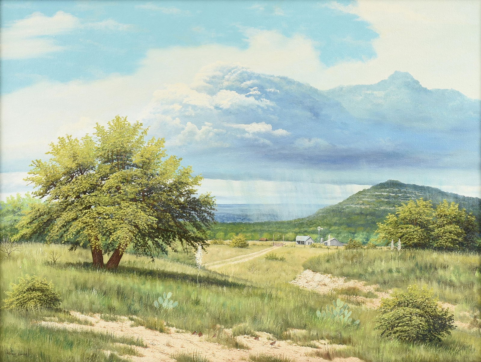 MANUEL GARZA (American/Texas b. 1940) "Rain in the Hill Country," CIRCA 1970, (1 of 14)