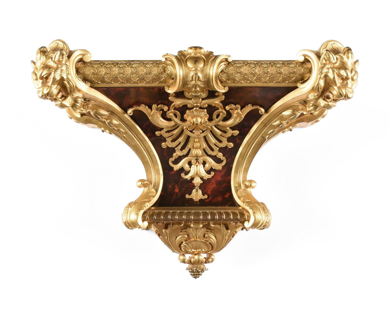 A NAPOLEON III BRONZE ORMOLU WALL BRACKET SHELF, FRENCH, MID 19TH CENTURY, (1 of 6)
