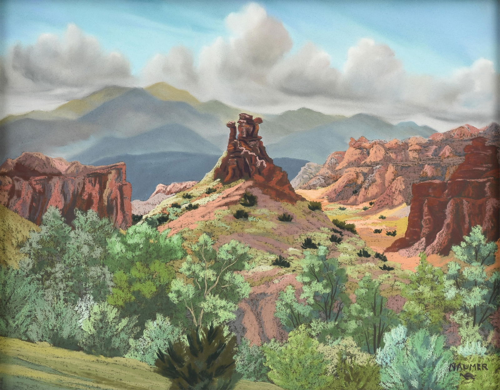 HELMUTH NAUMER (American 1907-1990) "Western Landscape with Rock Formations (Untitled)," CIRCA (1 of 15)